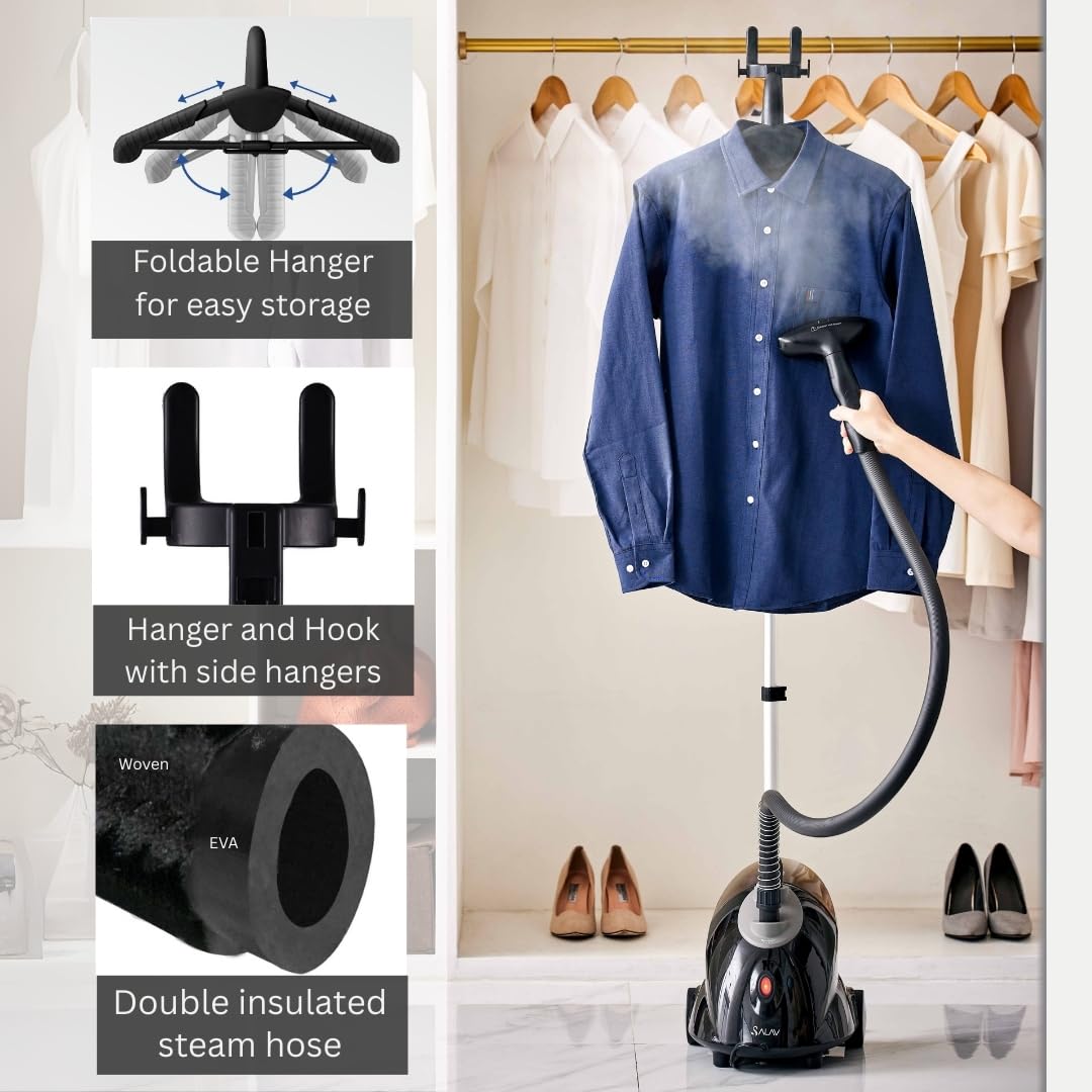 GS18 DJ Standing Garment Steamer with Roll Wheels for Easy Movement