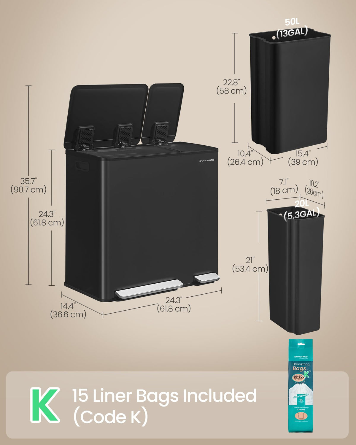 Kitchen Dual Trash Can
