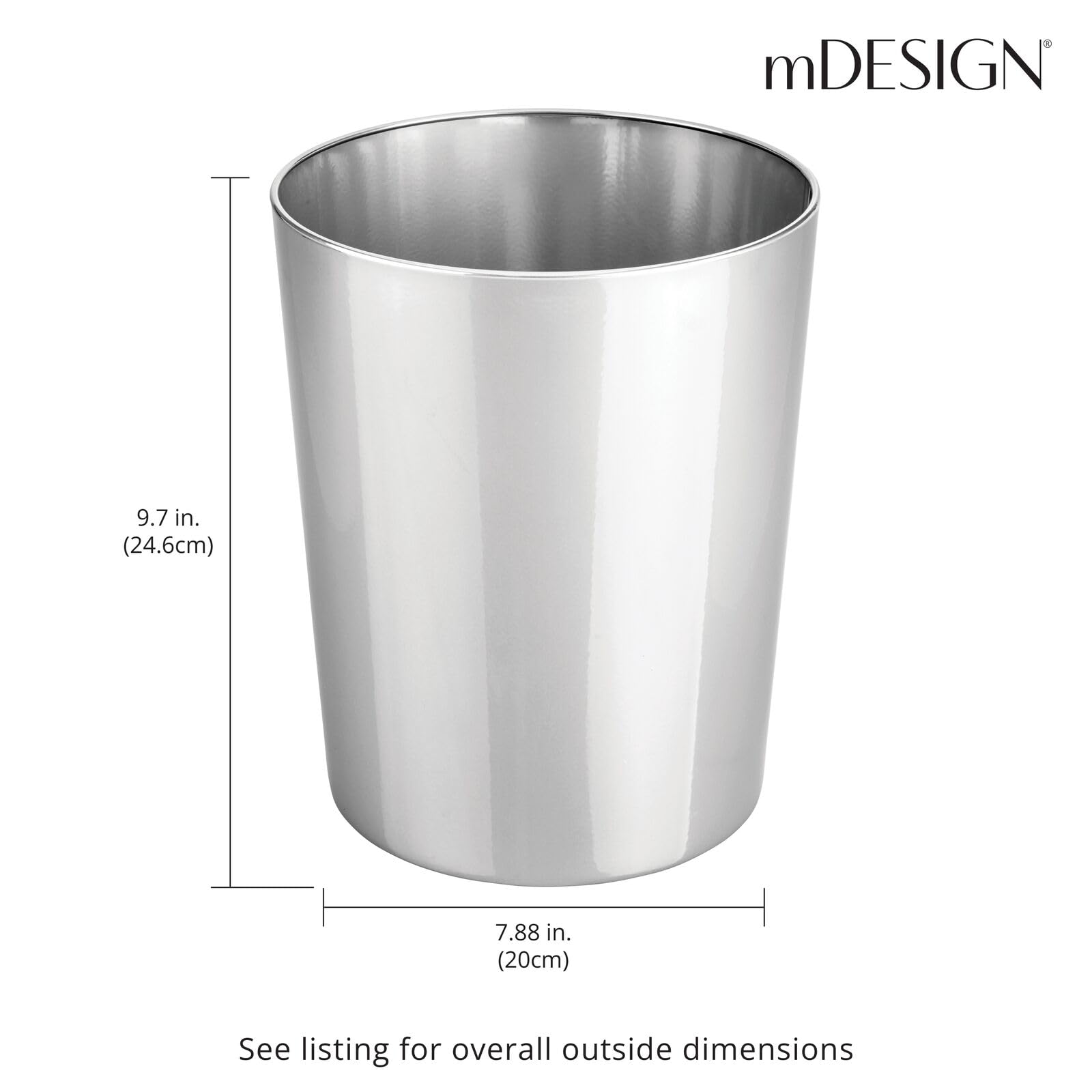 Round Metal Small 1.7 Gallon Recycle Trash Can Wastebasket