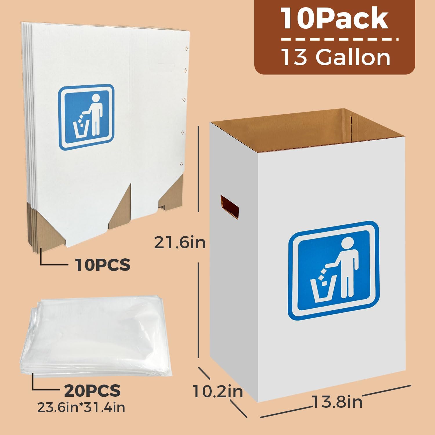 13 Gallon Cardboard Trash cans for Events