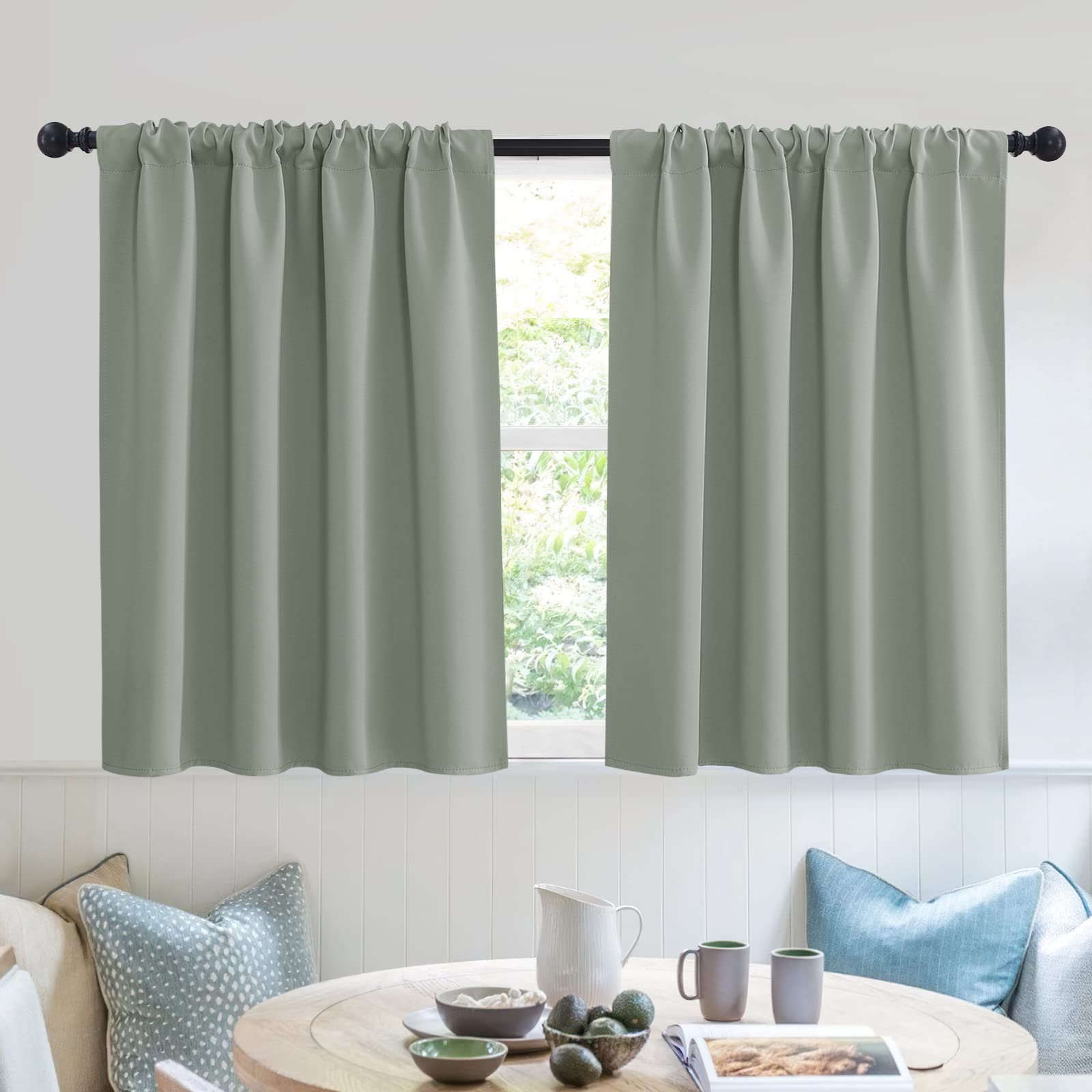 Short Blackout Curtains for Small Window Kitchen Bathroom Cafe RV