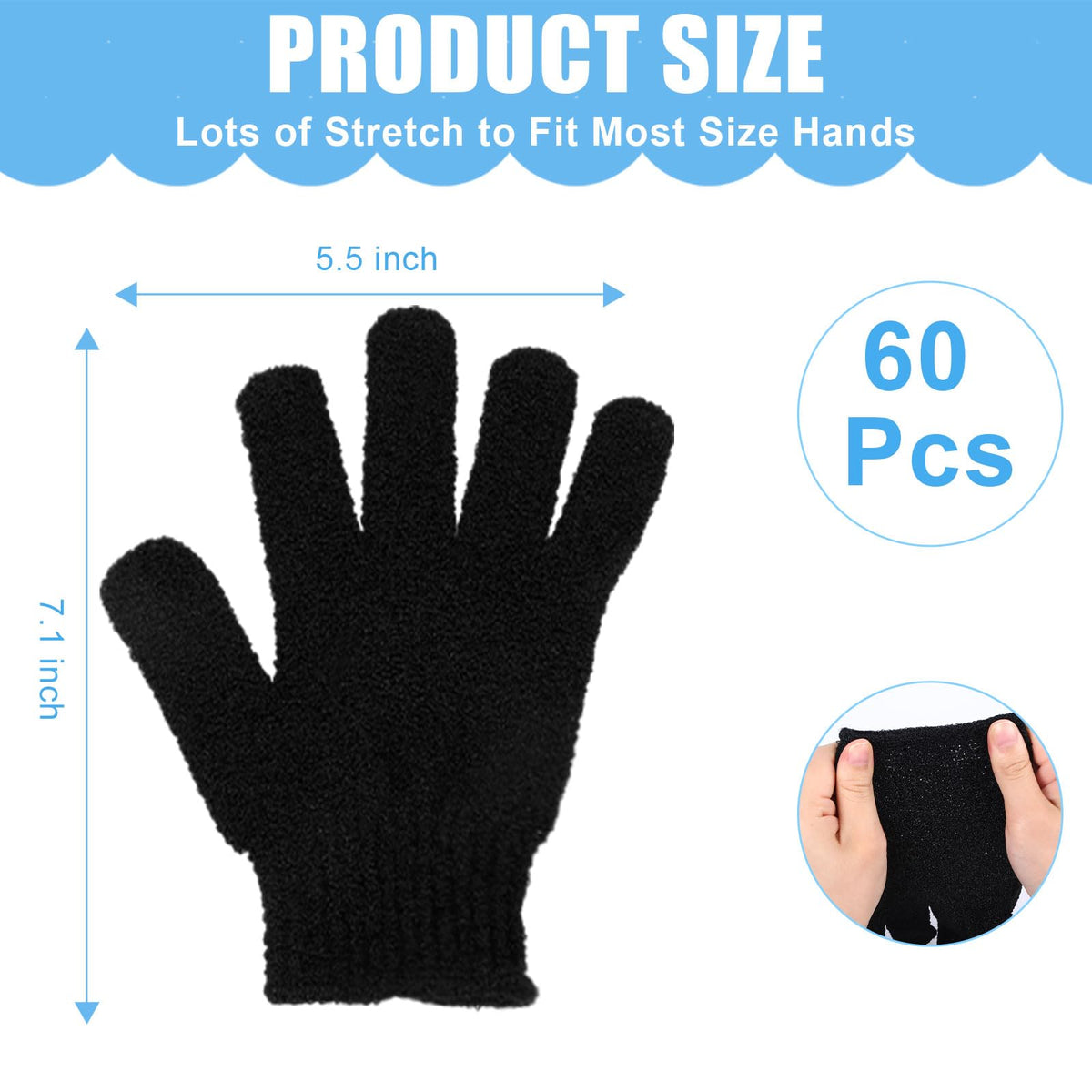 60Pcs Exfoliating Gloves Bulk (60 Count)