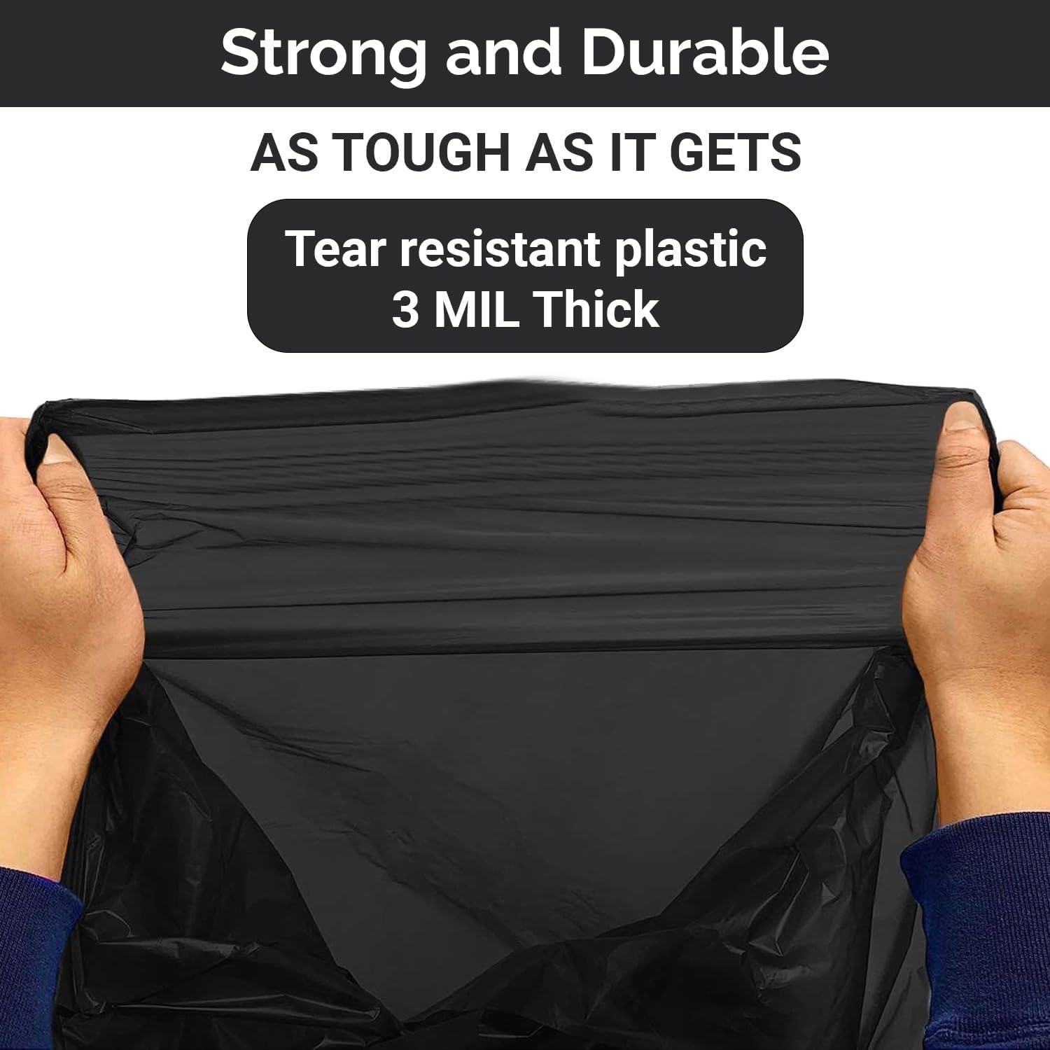 Extra Heavy Duty Black Contractor Garbage Bags 55 Gallon (50 Count)