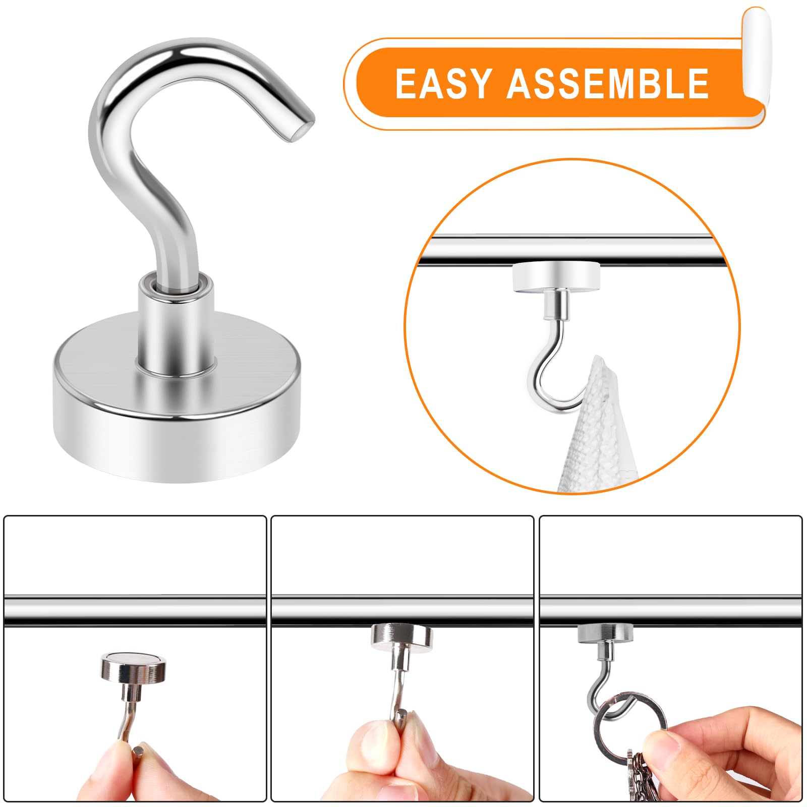 30LB Magnetic Hooks Strong Neodymium Magnets Hook for Hanging