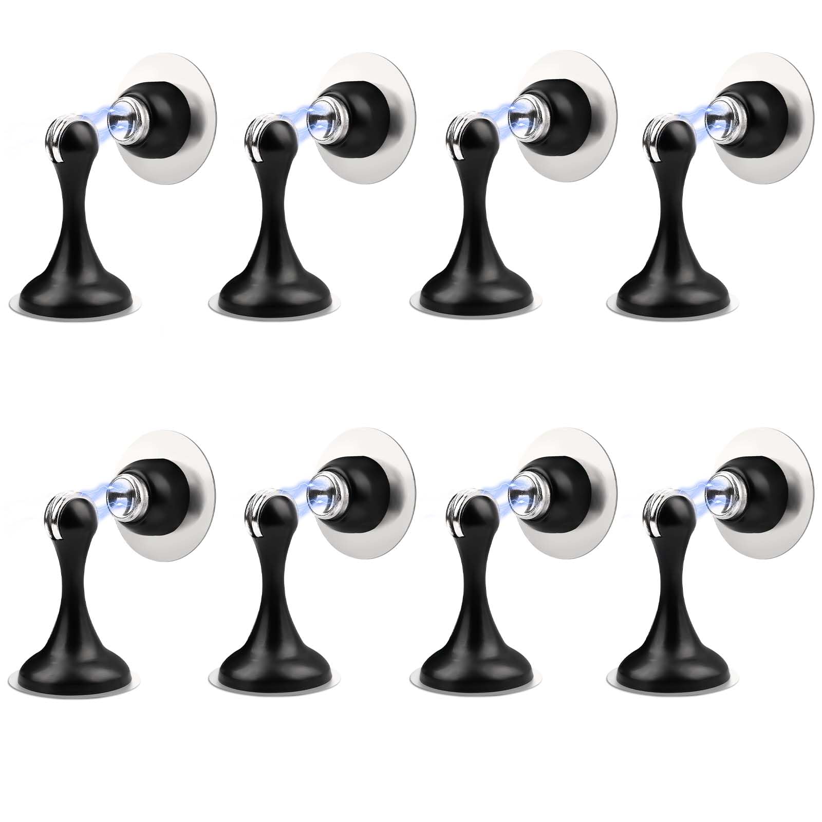Black Magnetic Door Stoppers for Bottom of Door (8 Count)