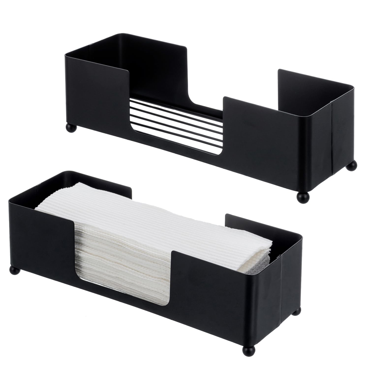 Black Metal Folded Paper Towel Holder Dispenser (2 Count)