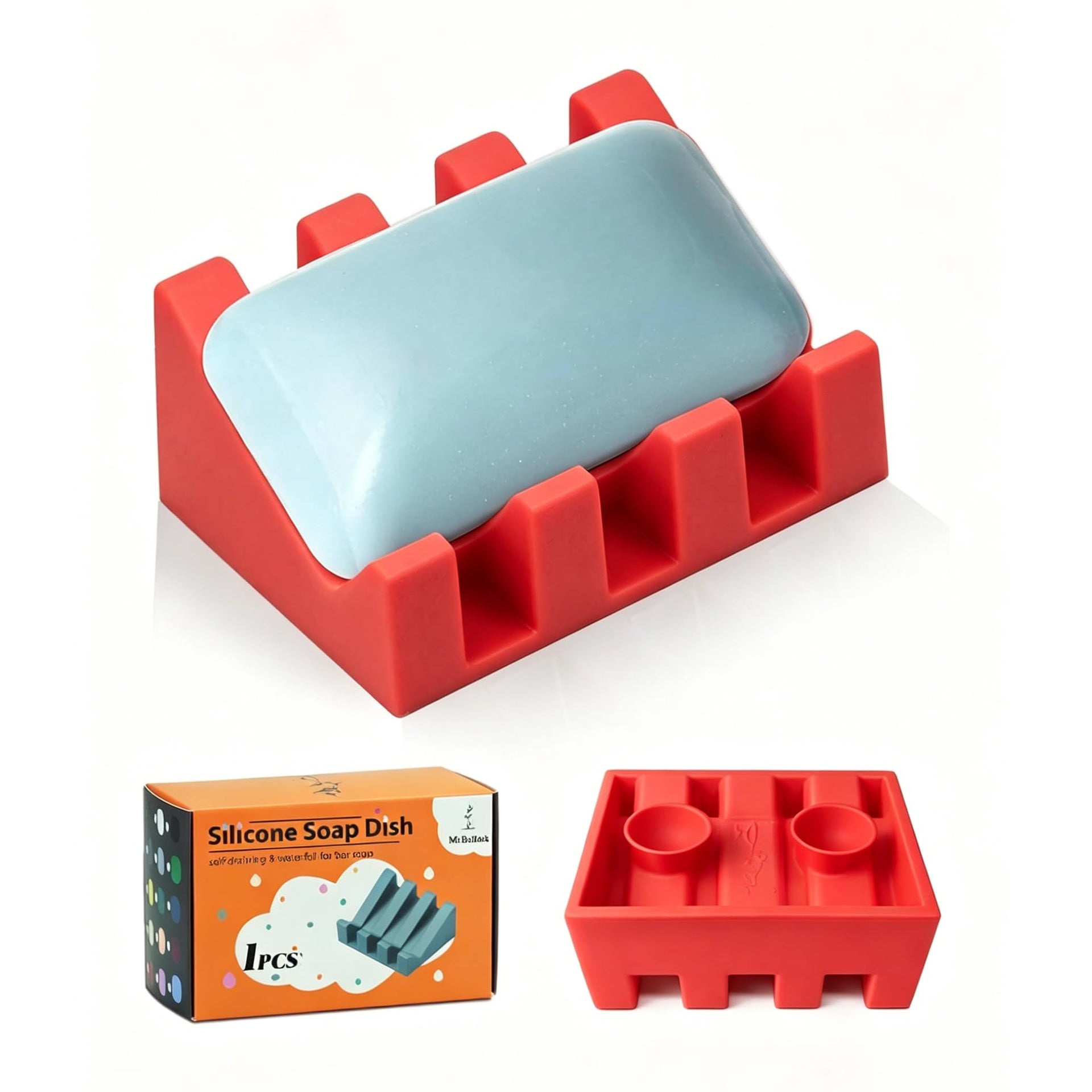 Silicone Soap Dish Self Draining with Suction Cups