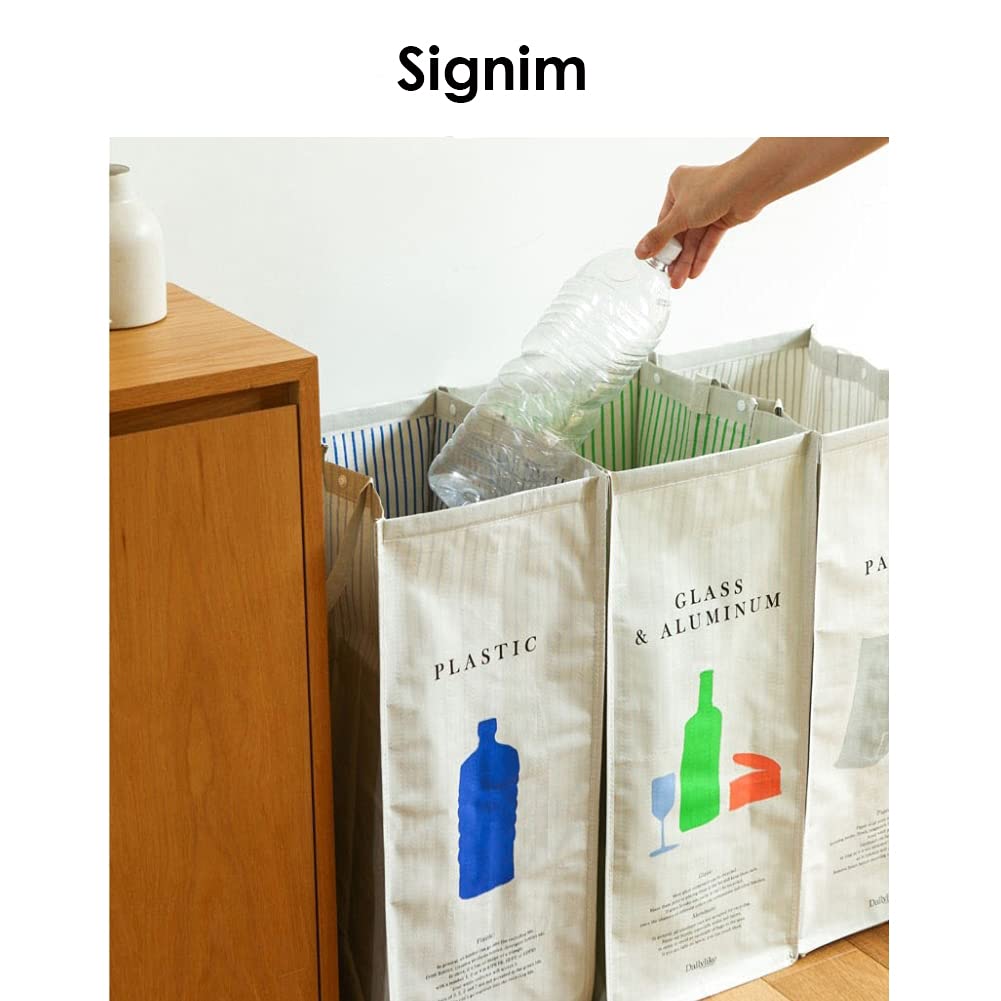 216 Separate Recycling Waste Bin Bags for Kitchen Home Recycle Garbage Trash Sorting Bins Organizer Waterproof Baskets Compartment Container (3 Count)