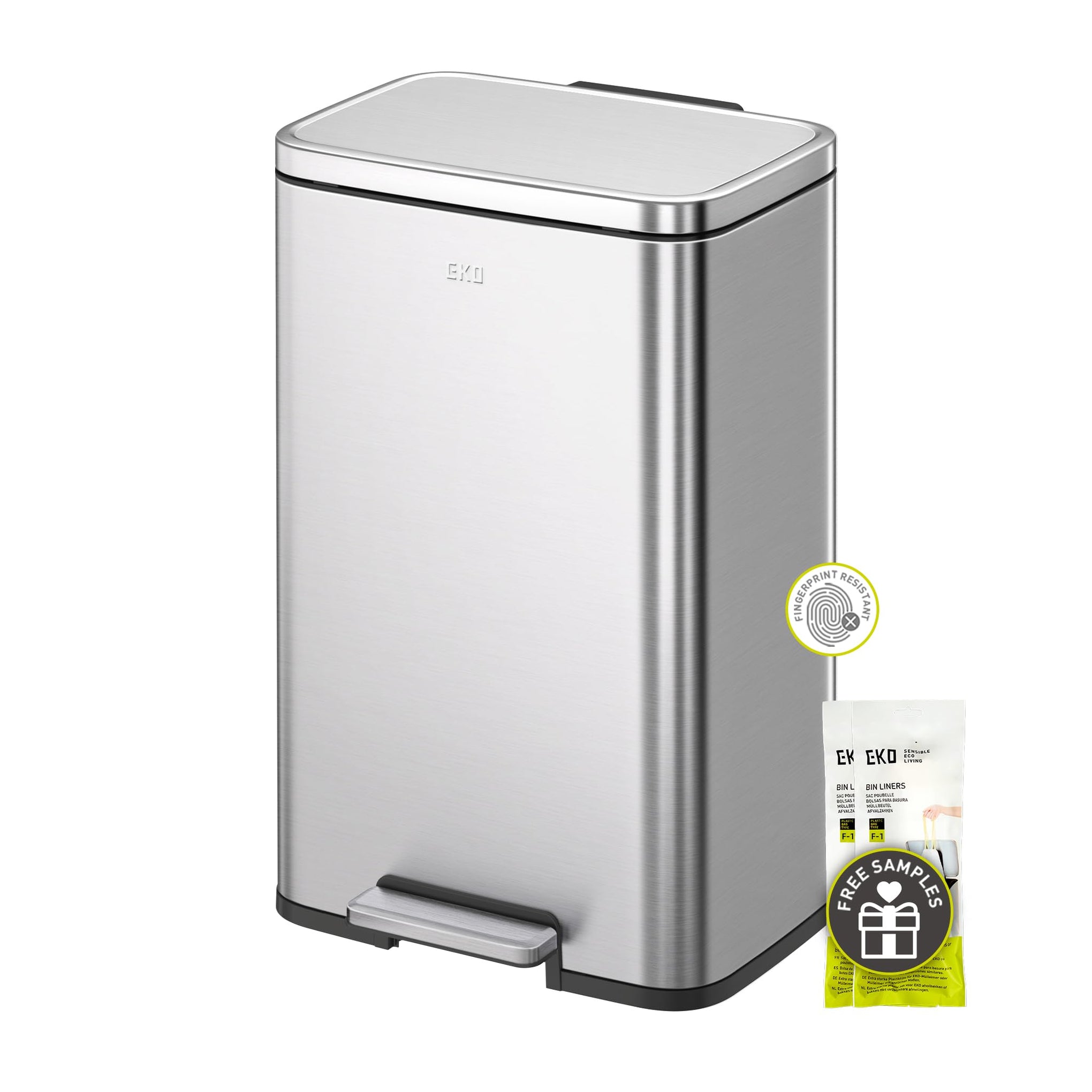 Madison Brushed Stainless 25L+20L Dual Compartment Step Trash Can with Inner Liner