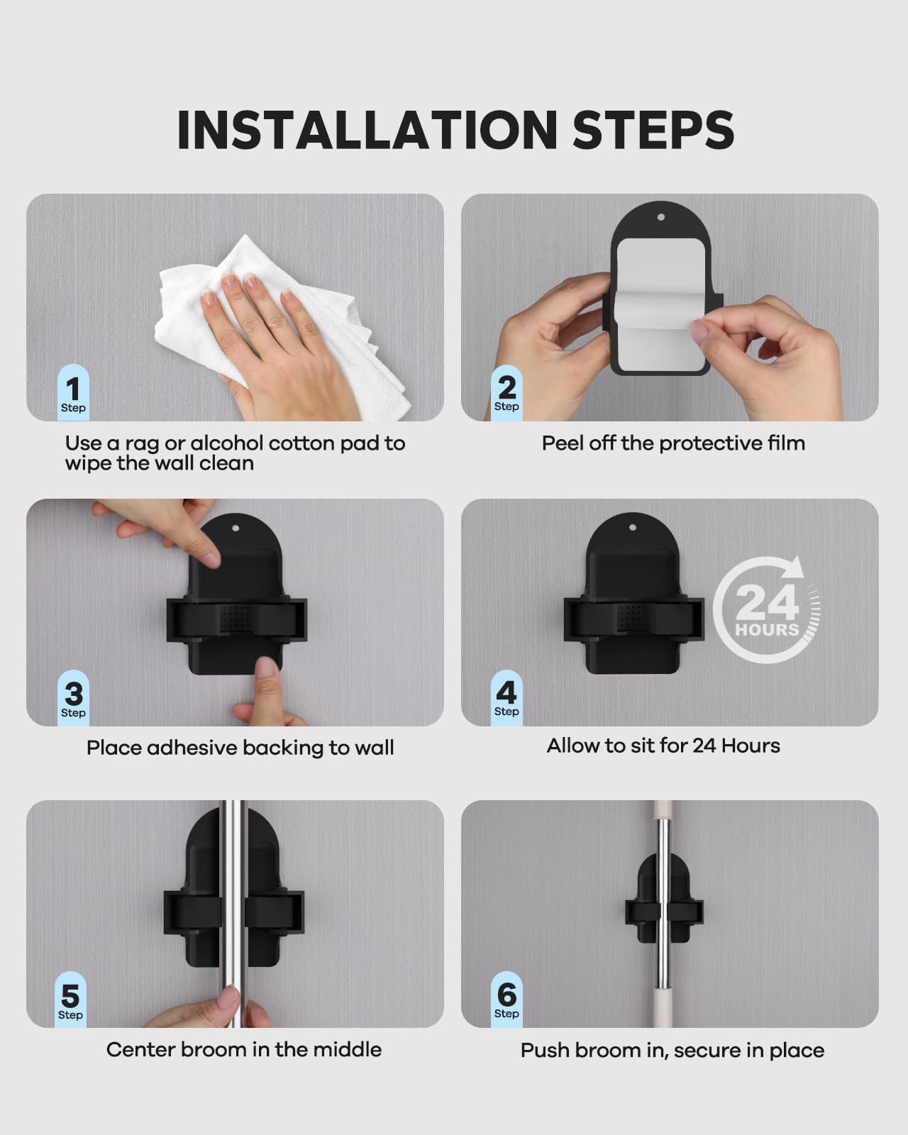 Broom Holder Wall Mount (4 Count)