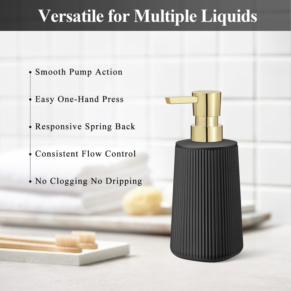 Black and Gold 2 Pack Hand Soap Dispensers Set (2 Count)