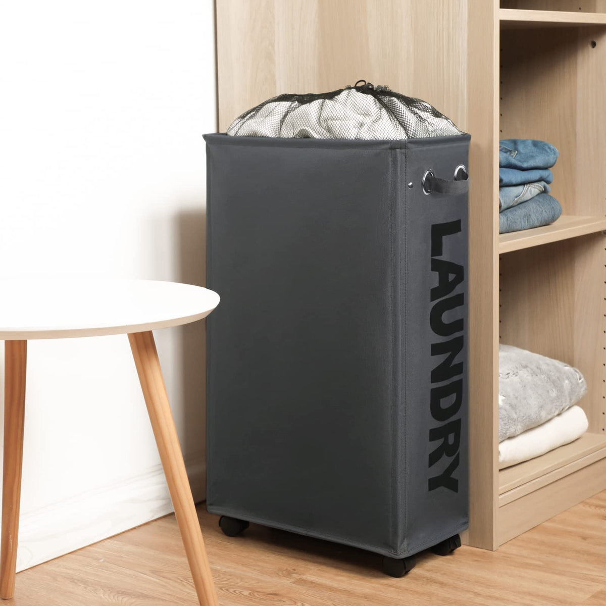 29" Enlarged Slim Rolling Laundry Basket Hamper on Wheels