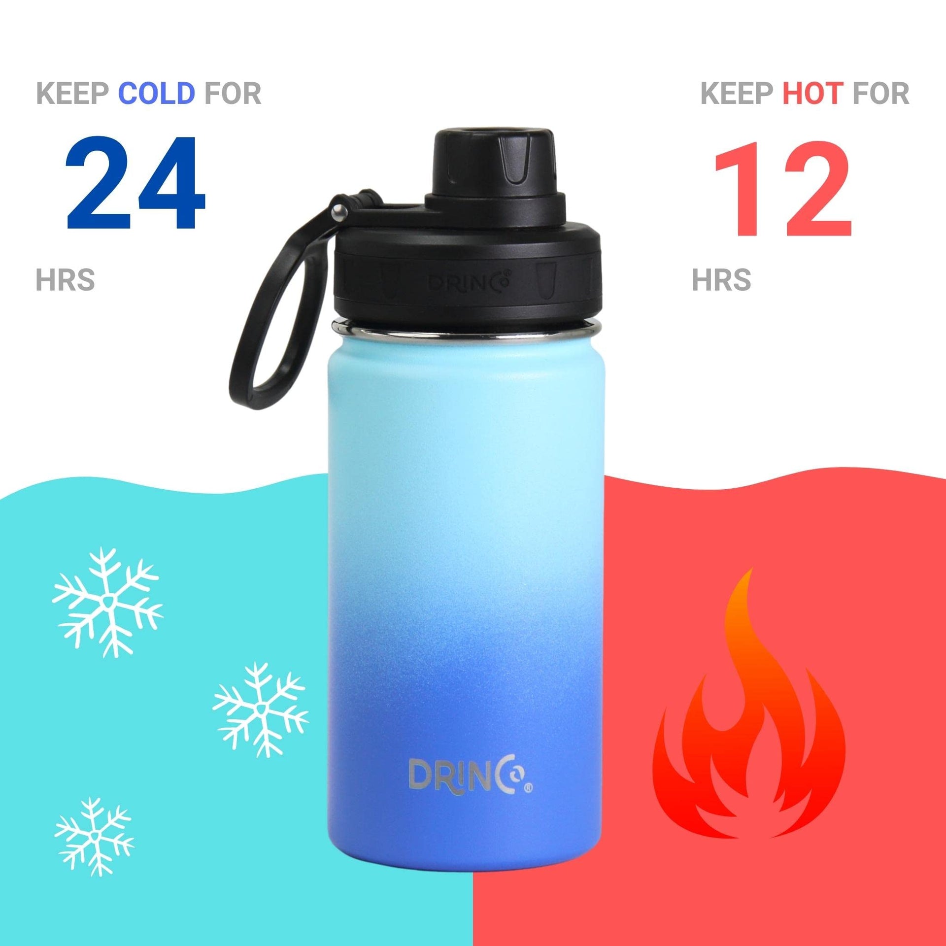 Stainless Steel Water Bottle Spout Lid Vacuum Insulated Double Wall Water Bottle Wide Mouth