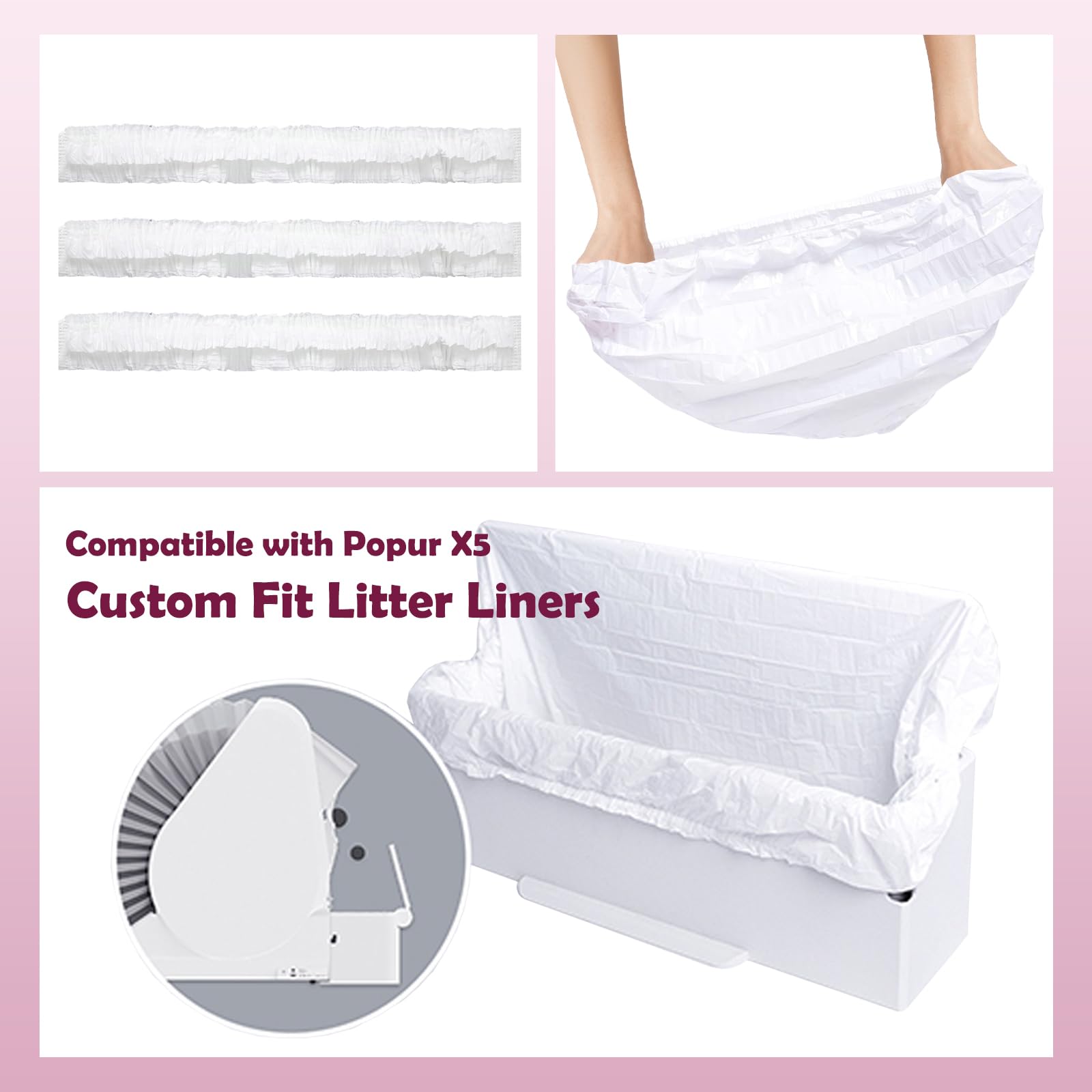 40PCS Trash Bags Compatible with Popur X5 Litter Box