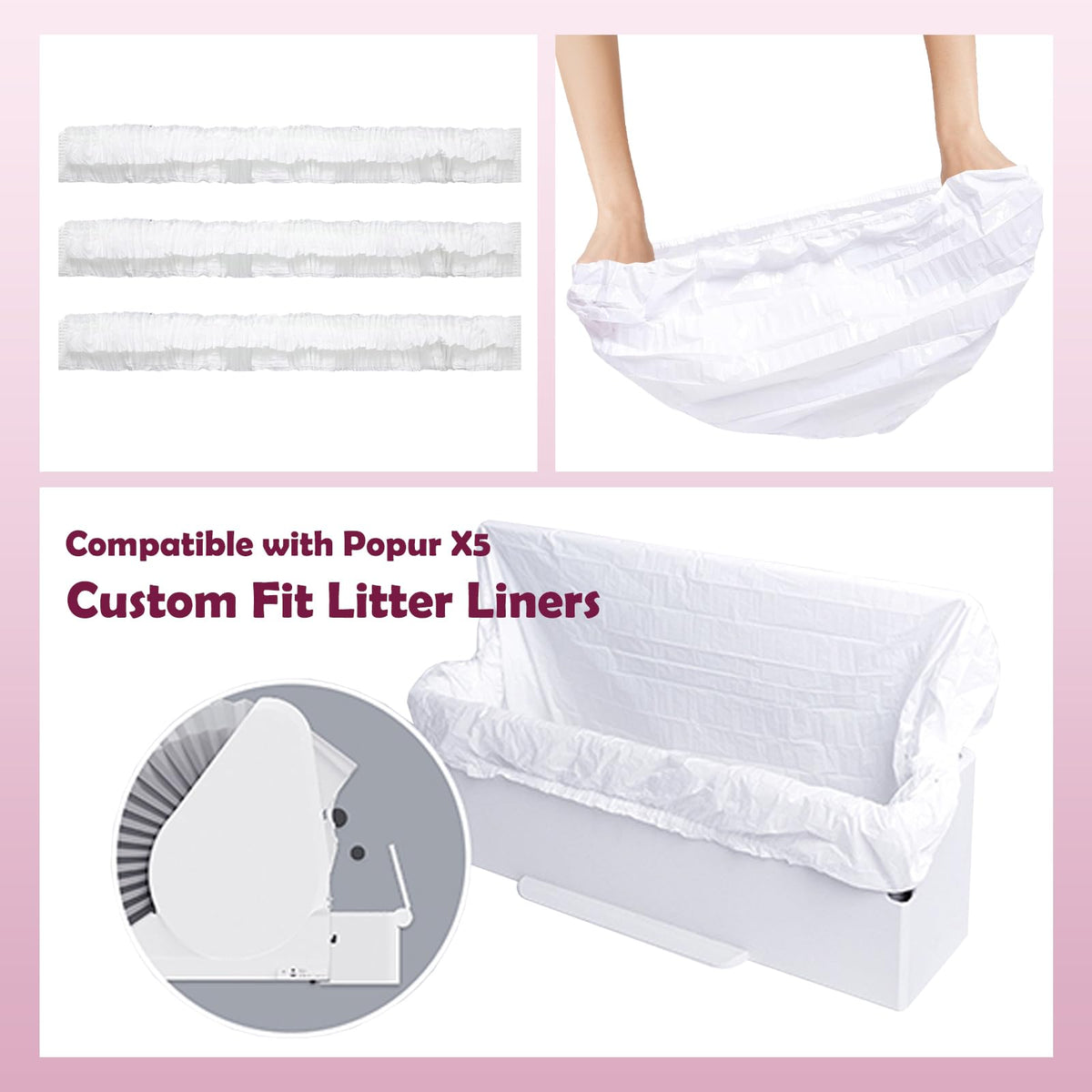 100PCS Trash Bags Compatible with Popur X5 Litter Box