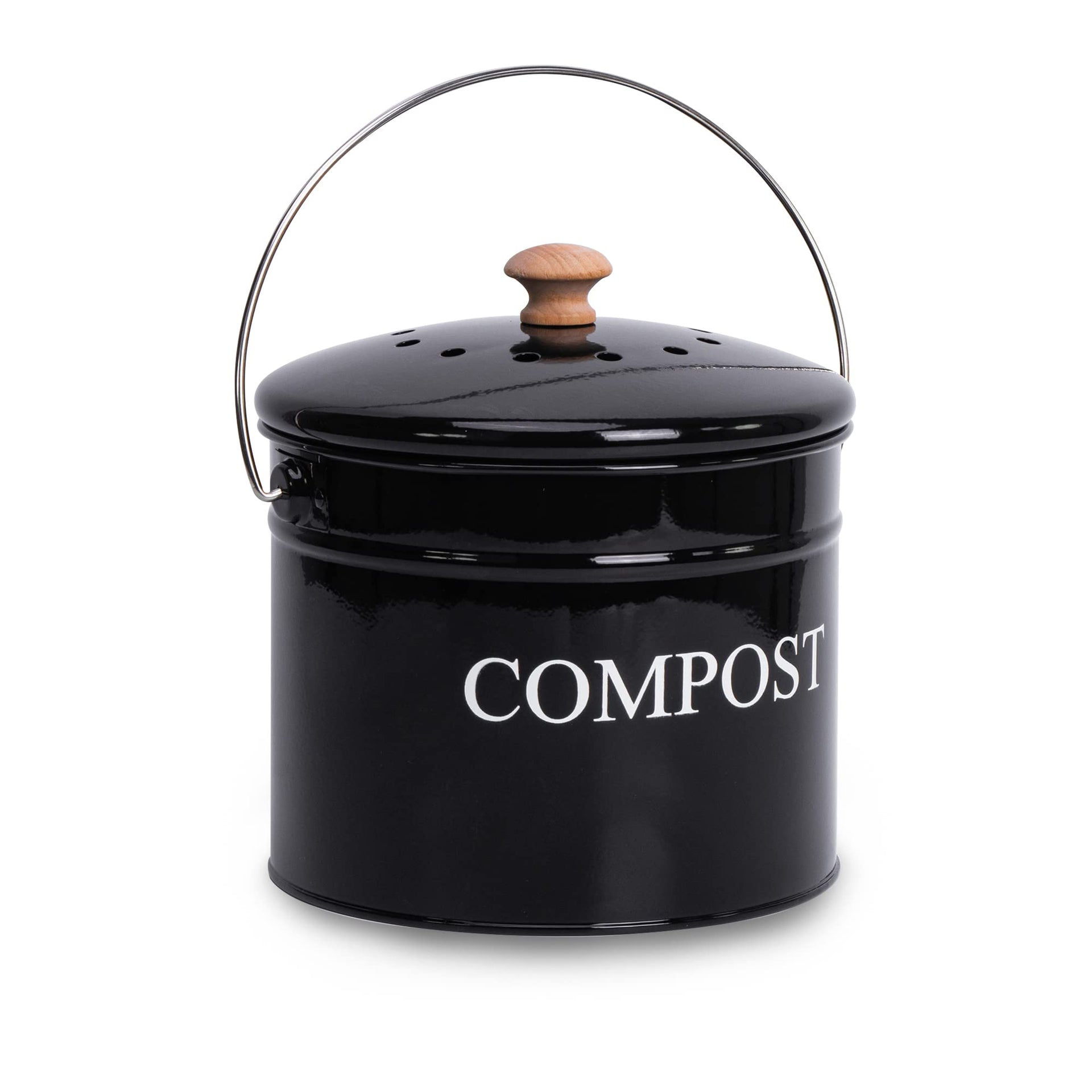 Compost Bin 1 Gallon Countertop Composter with Lid and Charcoal Filters