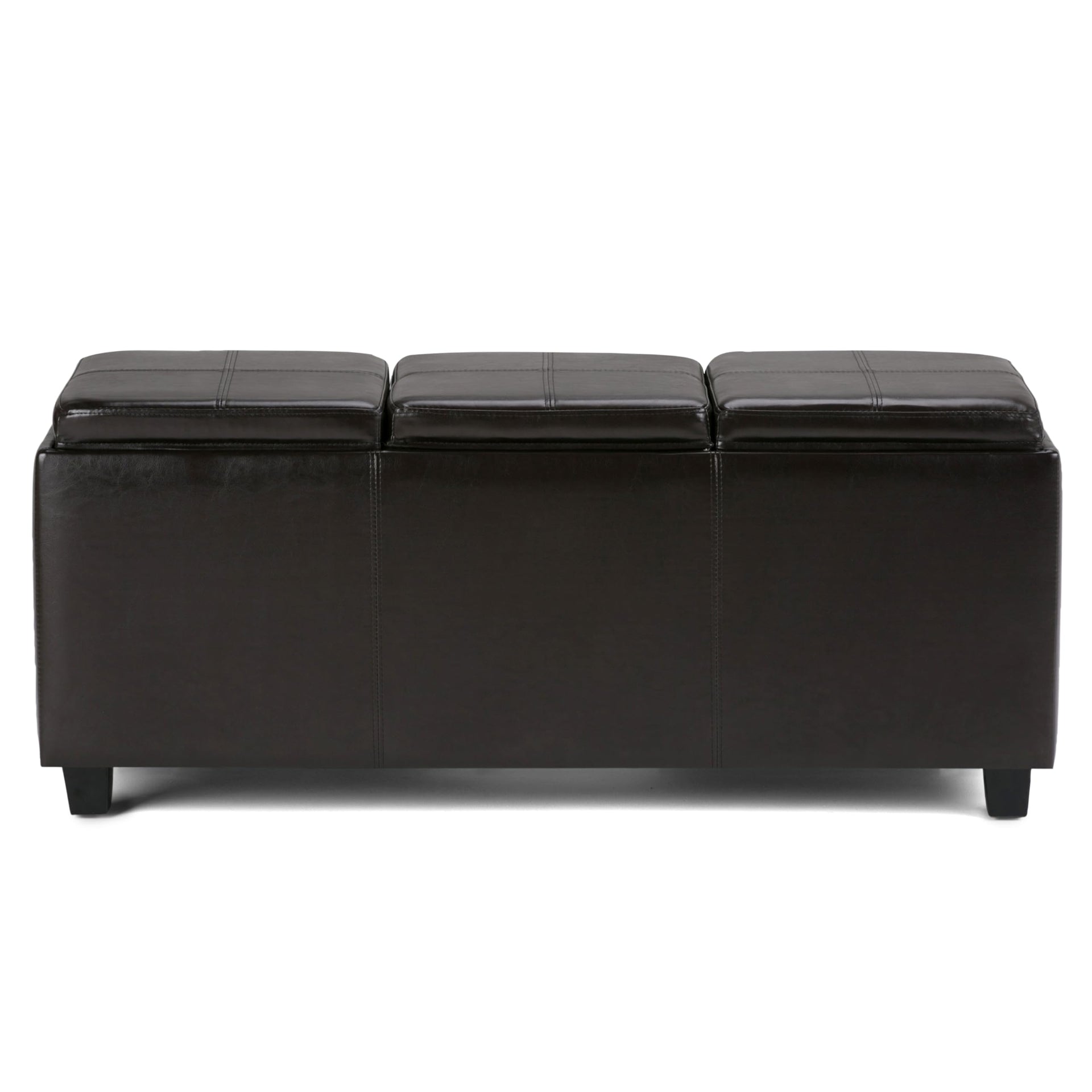 Avalon 48" Wide Vegan Leather Storage Ottoman in Grey