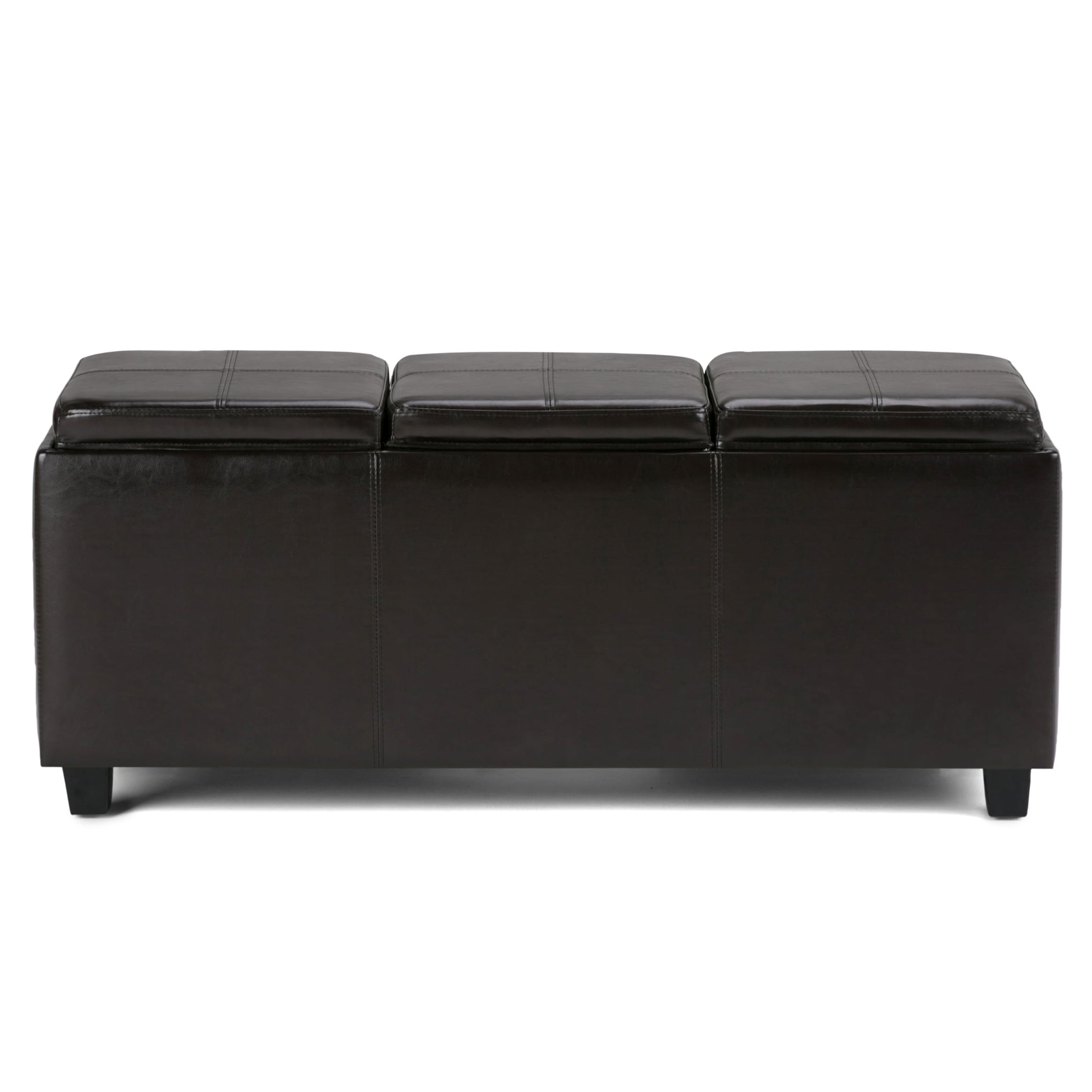 Avalon 48" Wide Vegan Leather Storage Ottoman in Grey