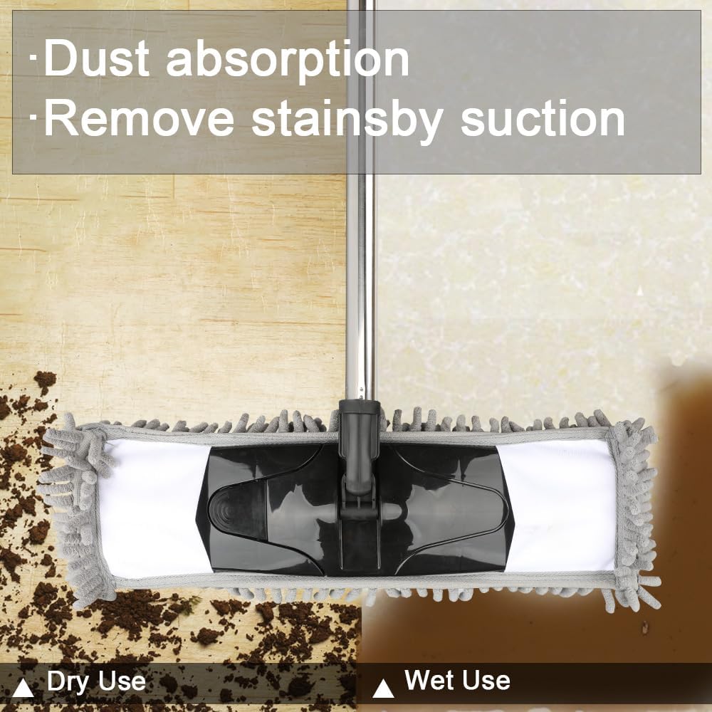Gray Dust Mop with 2 Washable Pads