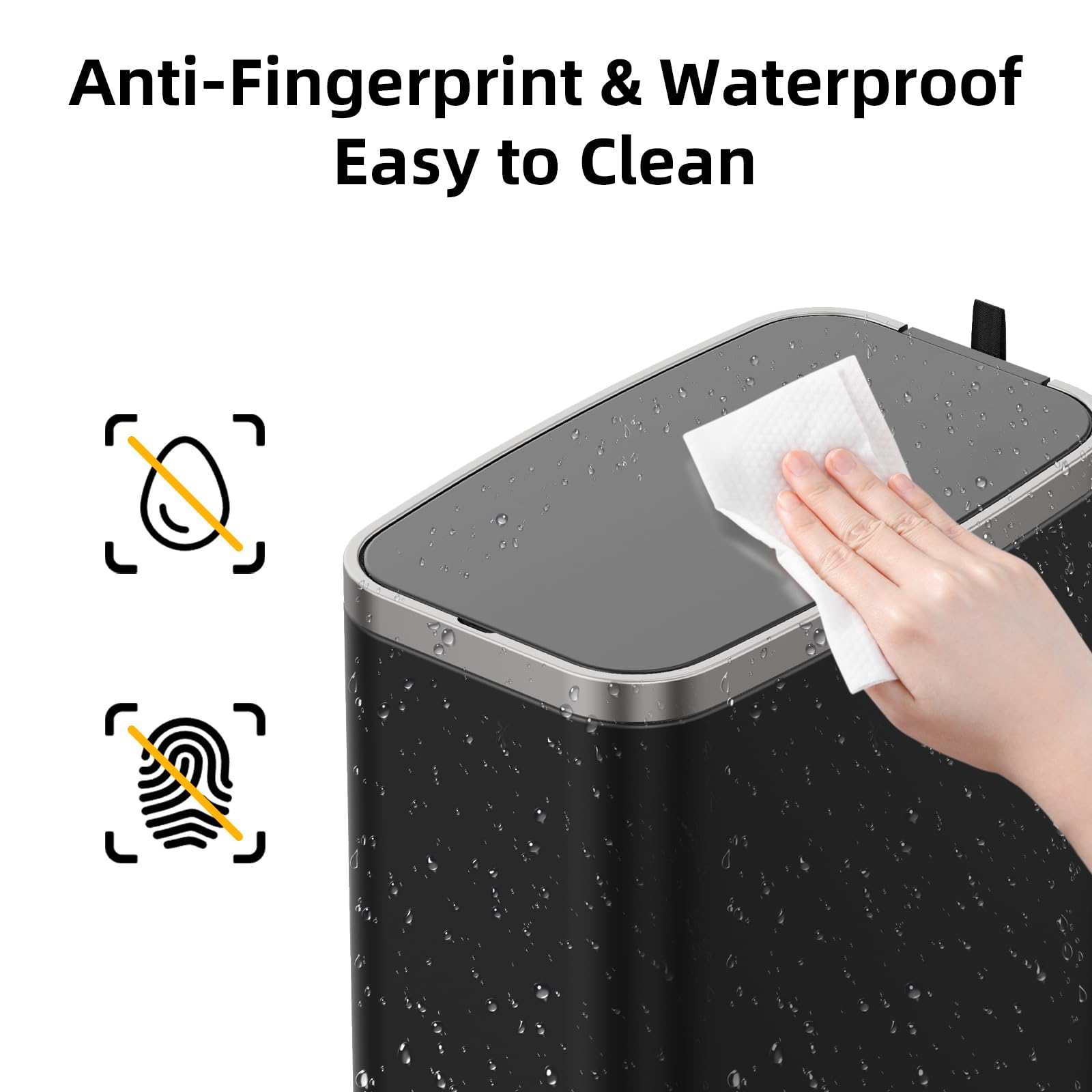 Stainless Steel Bathroom Trash Can with Lid Soft Close (60 Count)