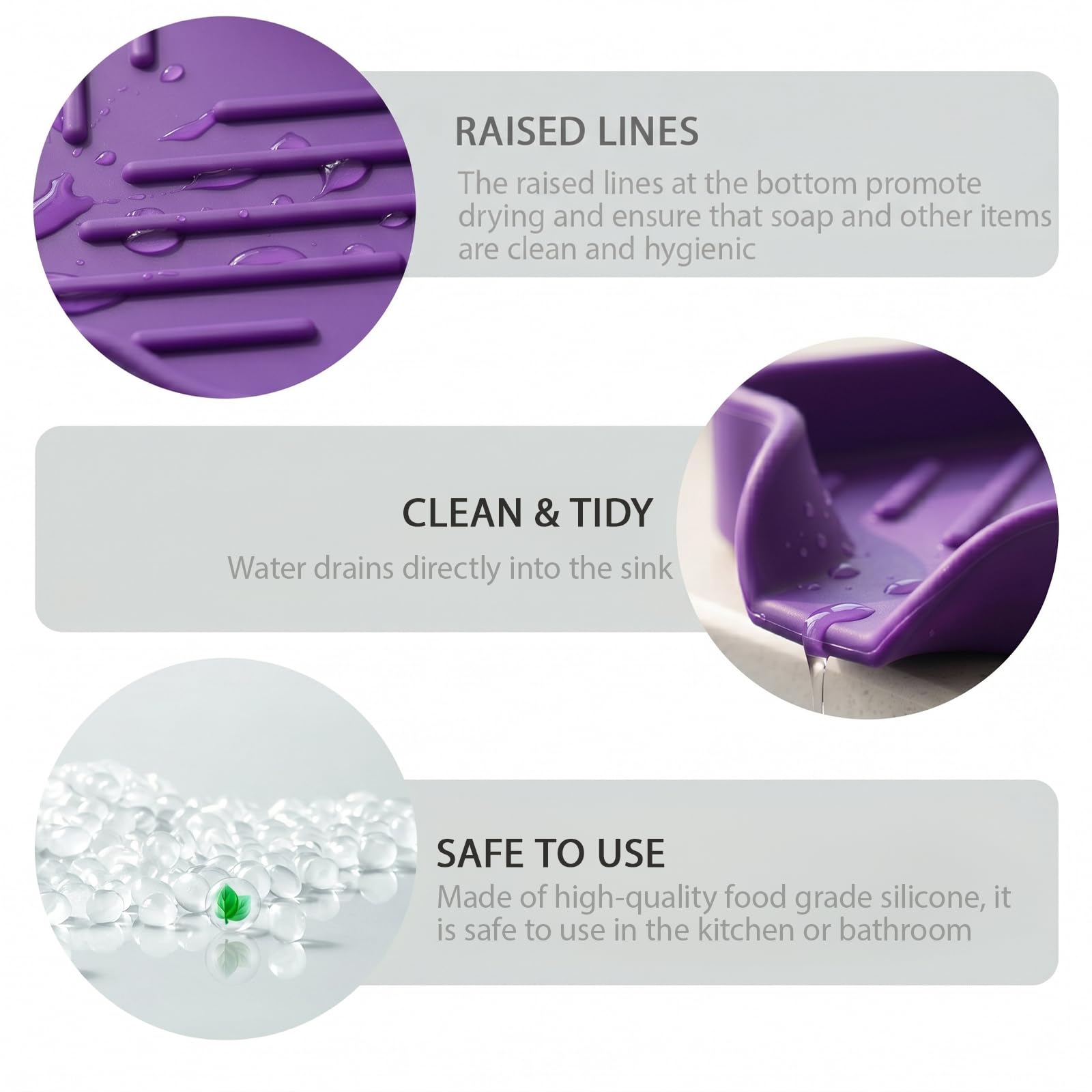 Silicone Soap Dish with Drain Spout