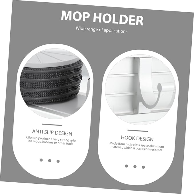 Space Aluminum Mop Hook Broom Hanger for Wall Dust Mop Handle Organizer