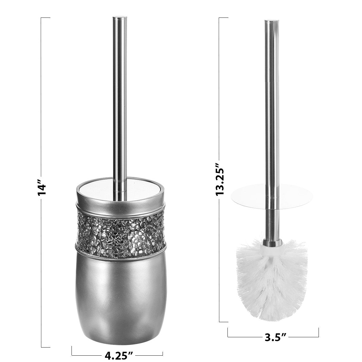 Crackled Glass Toilet Brush with Holder