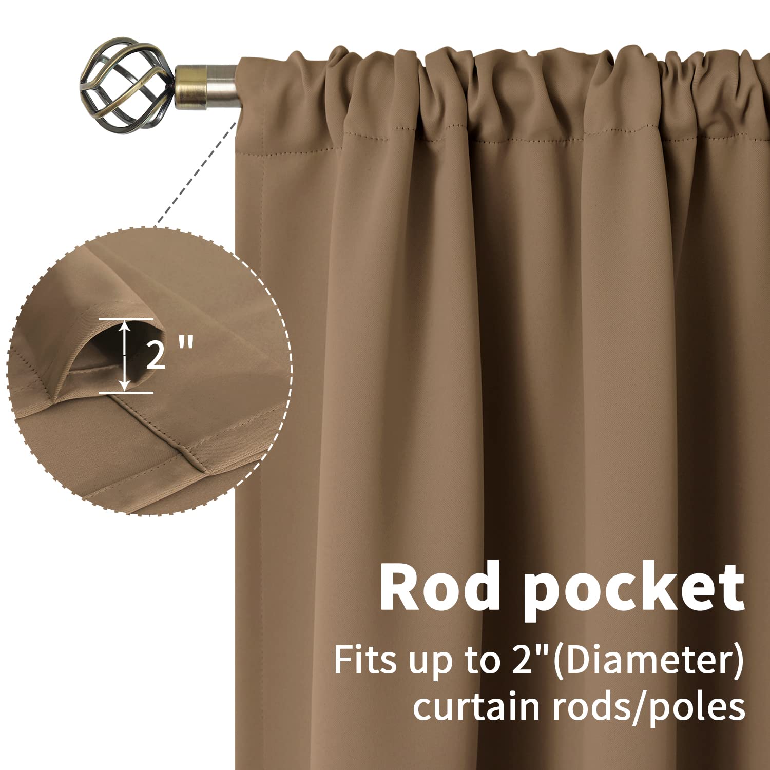 Taupe Blackout Curtains 45 Inches Length for Short Window (2 Count)