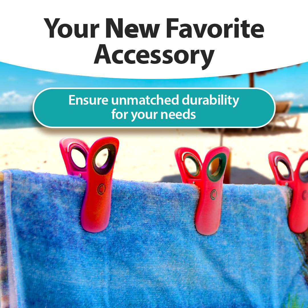 Core Clip Towel Clips for Beach Chairs Pool & Lounge Chairs on Cruise Boat (4 Count)