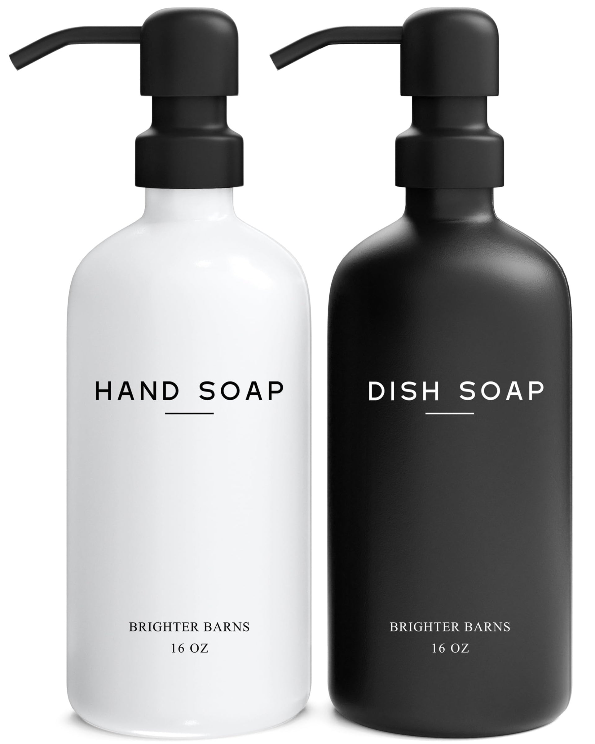 Luxury Glass Hand and Dish Soap Dispenser Set by Brighter Barns (2 Count)