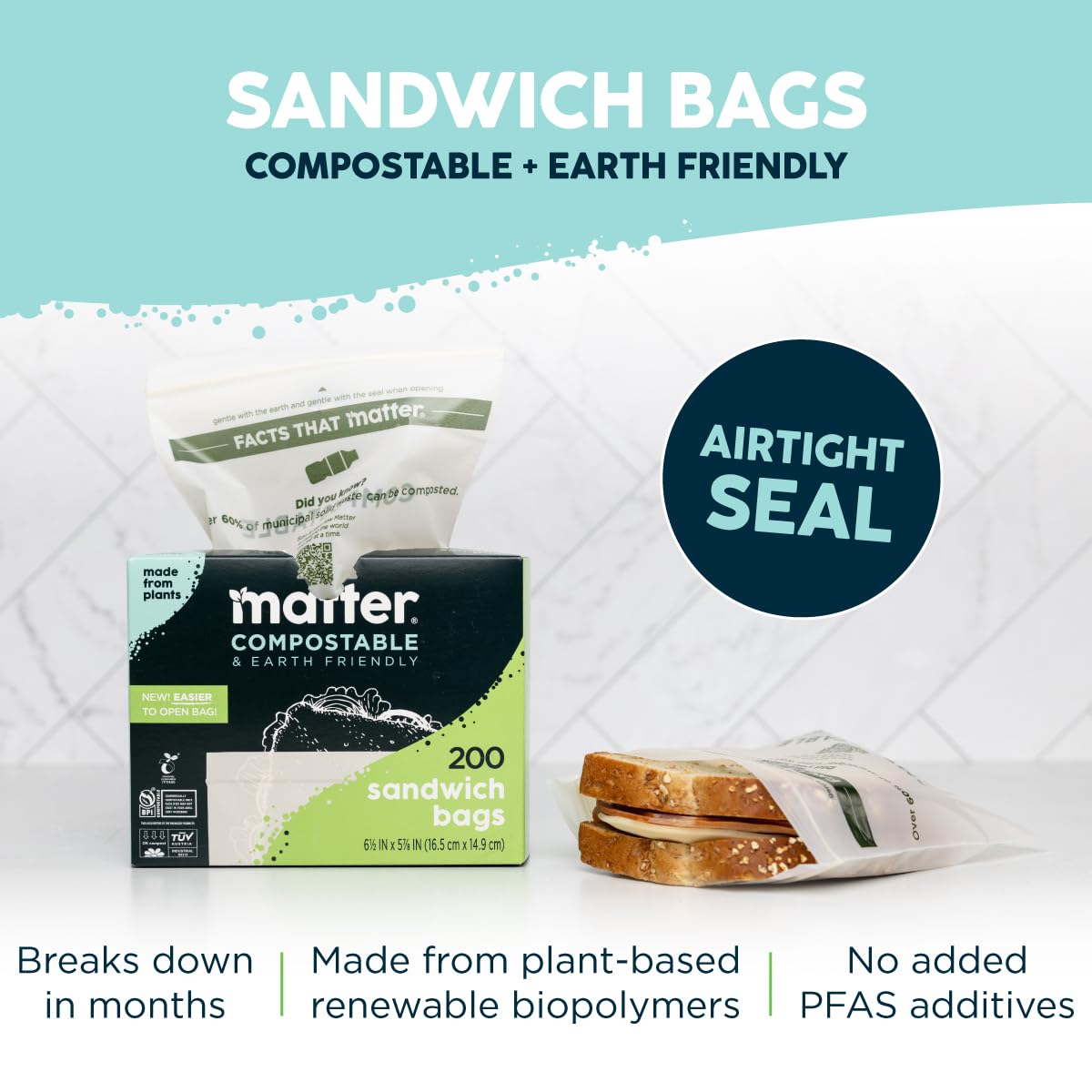 Compostable Sandwich Bags (200 Count)
