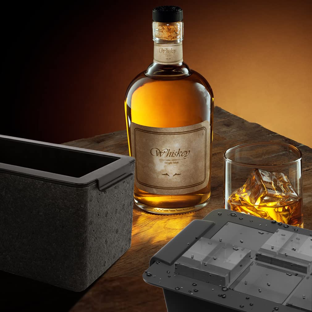 Upgrade 2 Inch Clear Ice Cube Tray Make 8 Large Square Crystal Ice Cube Maker for Cocktail