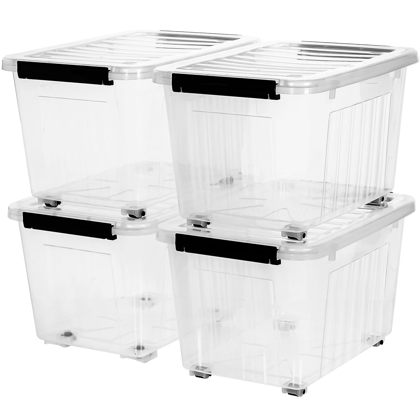 54 Quart Large Clear Plastic Storage Bins with Lids 4 (4 Count)