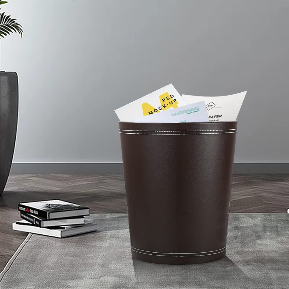 Classic Pu Leather Trash Can Wastebasket