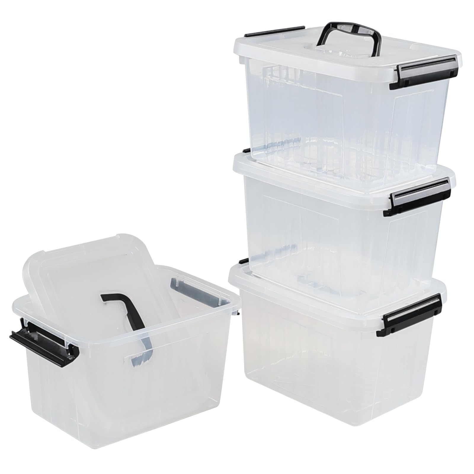 Plastic Storage Boxes With Lids and Latches (4 Count)