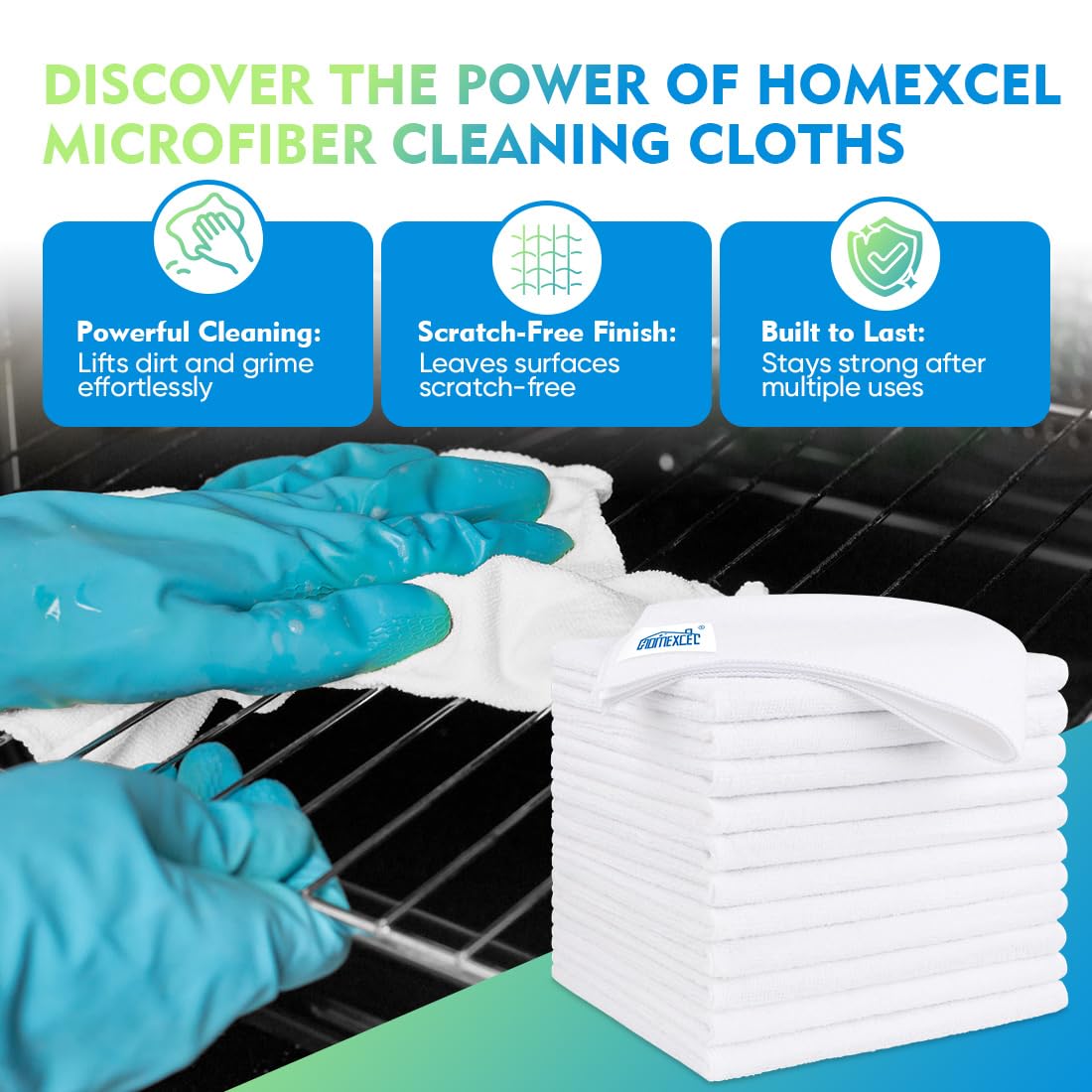 White Microfiber Cleaning Cloth 20 Pack 11.5 x 11.5 inch Microfiber Towels for Cars Ultra Absorbent Car Washing Cloth Lint Free Streak Free Cleaning Rags for Car (20 Count)