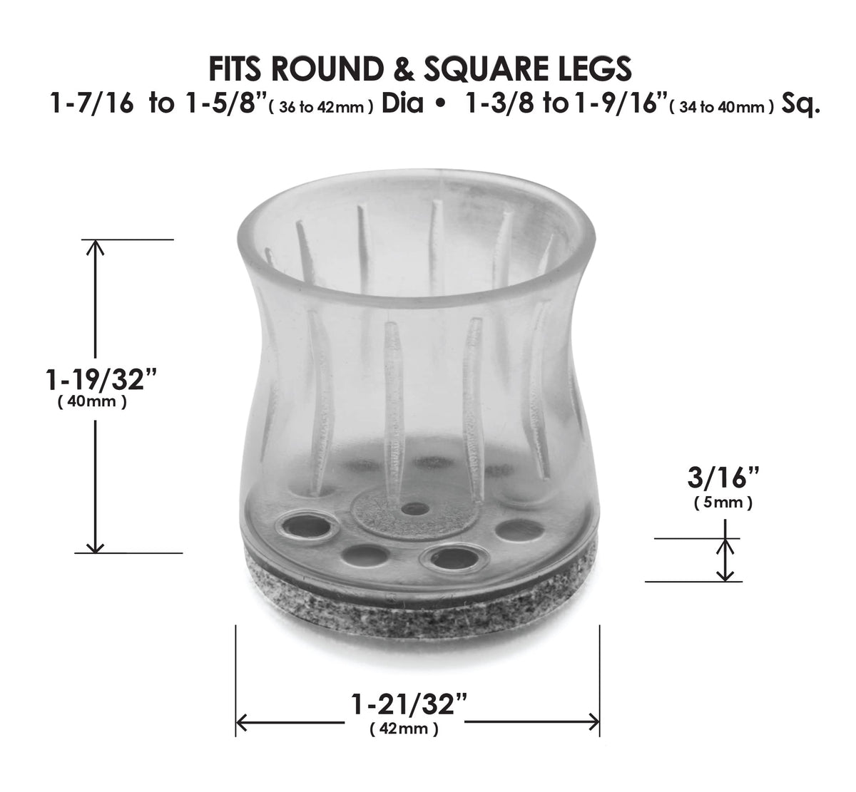 GorillaFelt Chair Leg Floor Protectors for Hardwood Floors