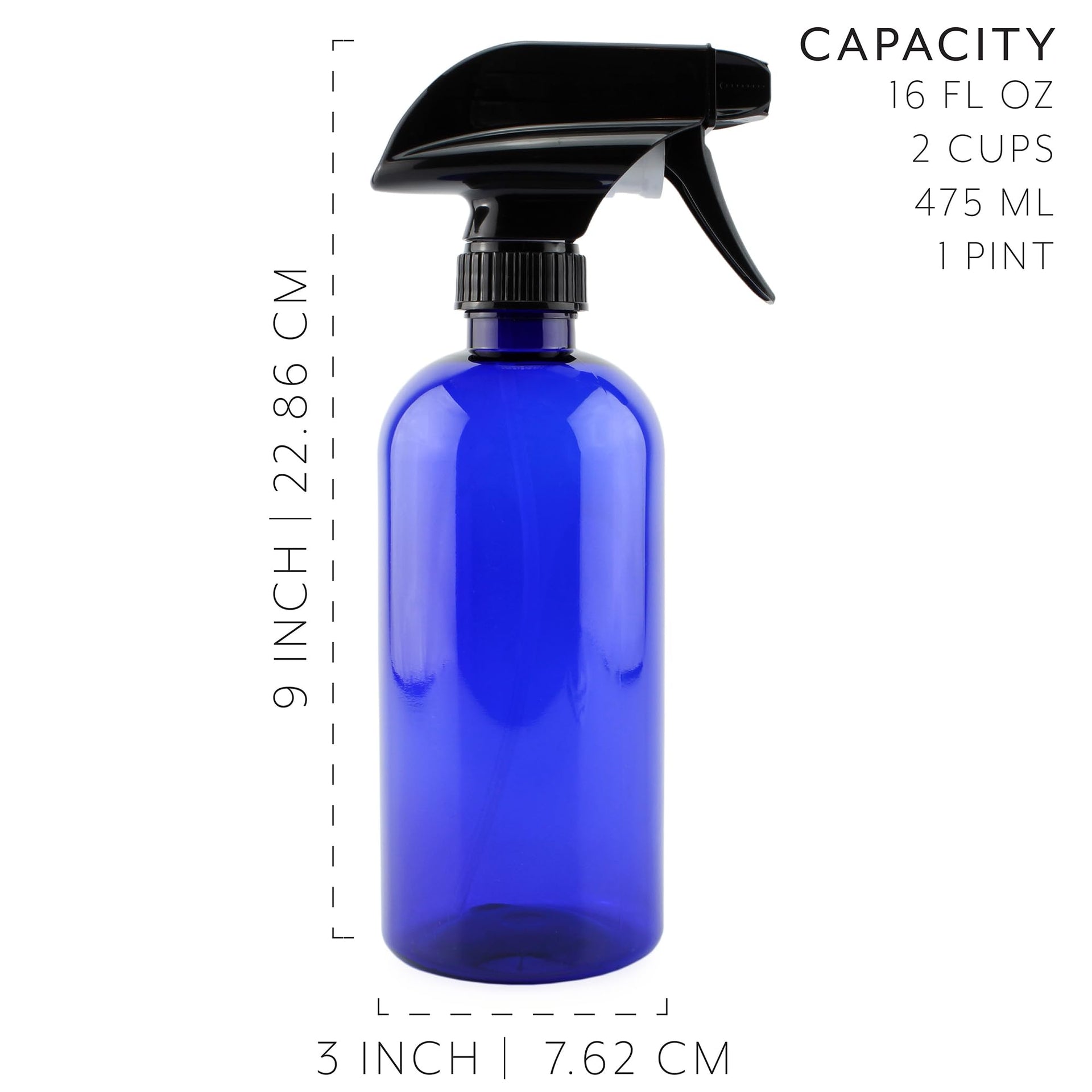 16oz Blue PLASTIC Spray Bottles w (6 Count)