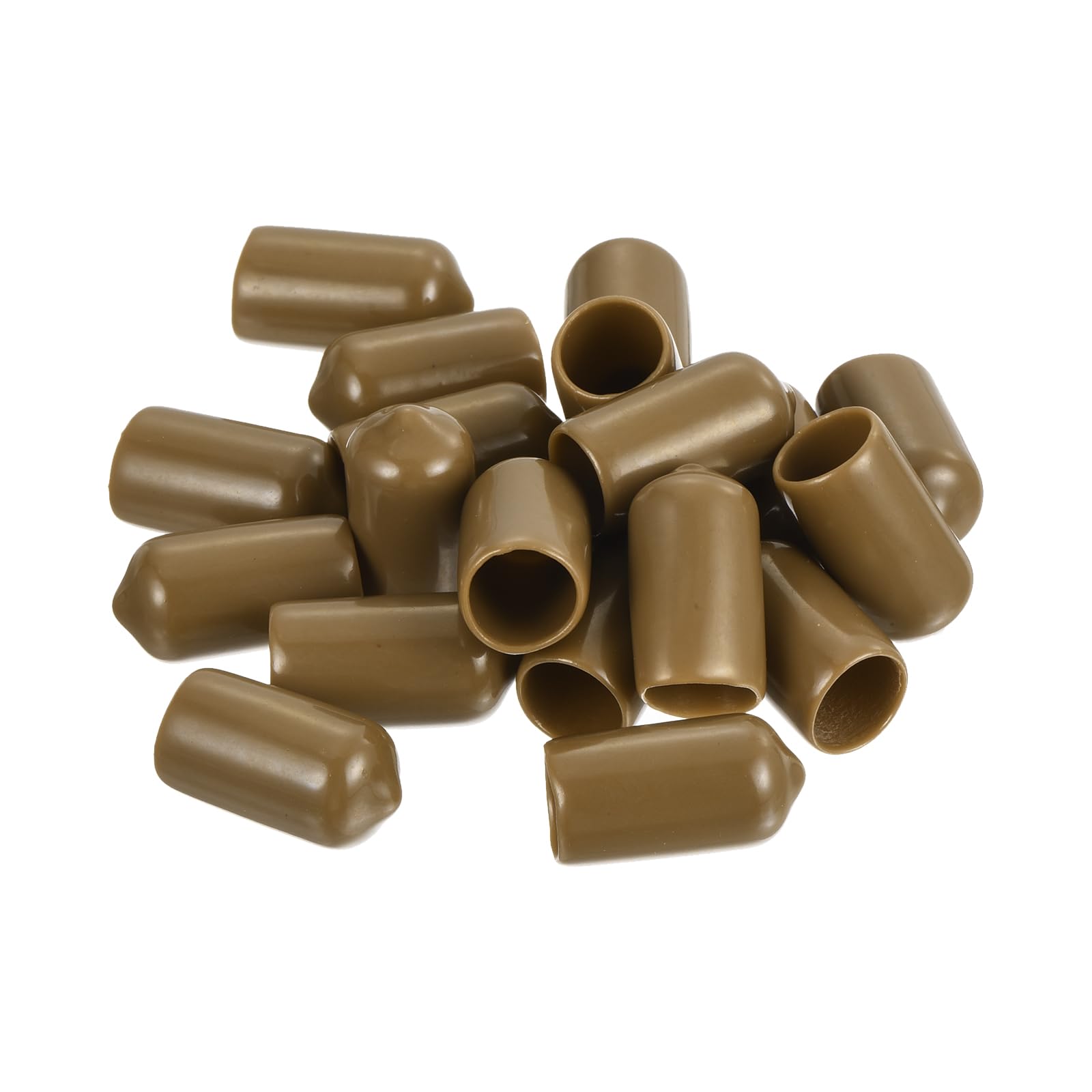 20pcs Rubber End Caps 10.5mm ID Vinyl PVC Round Tube Bolt Cap Cover Screw Thread Protectors Light Brown