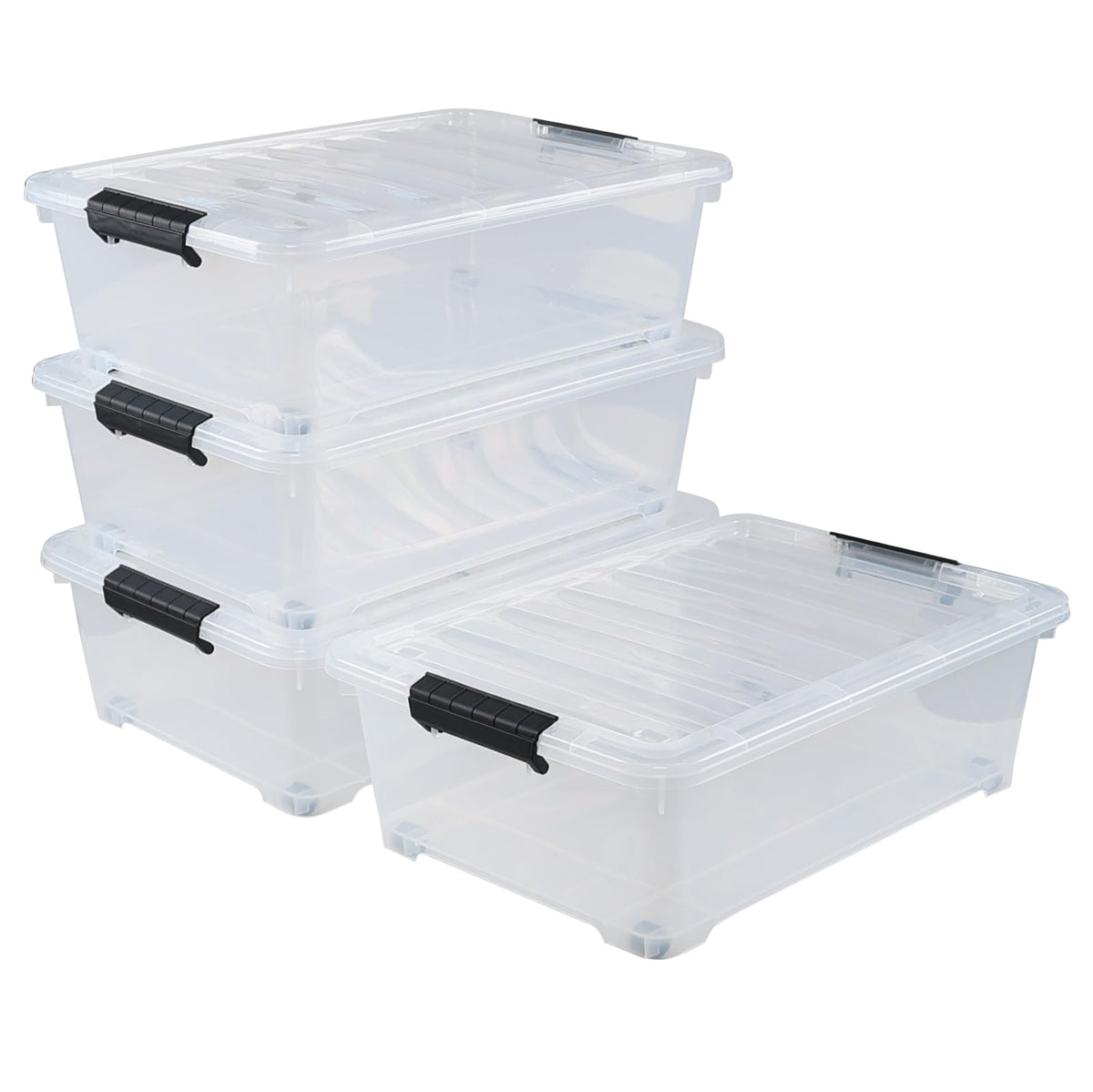 4 Pack 20 L Plastic Under Bed Storage Box with Lid (4 Count)