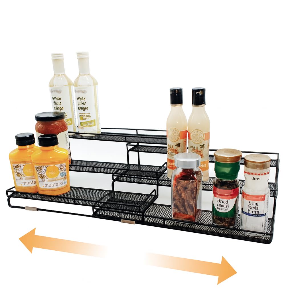 3 Tier Wide Expandable Cabinet Spice Rack Organizer