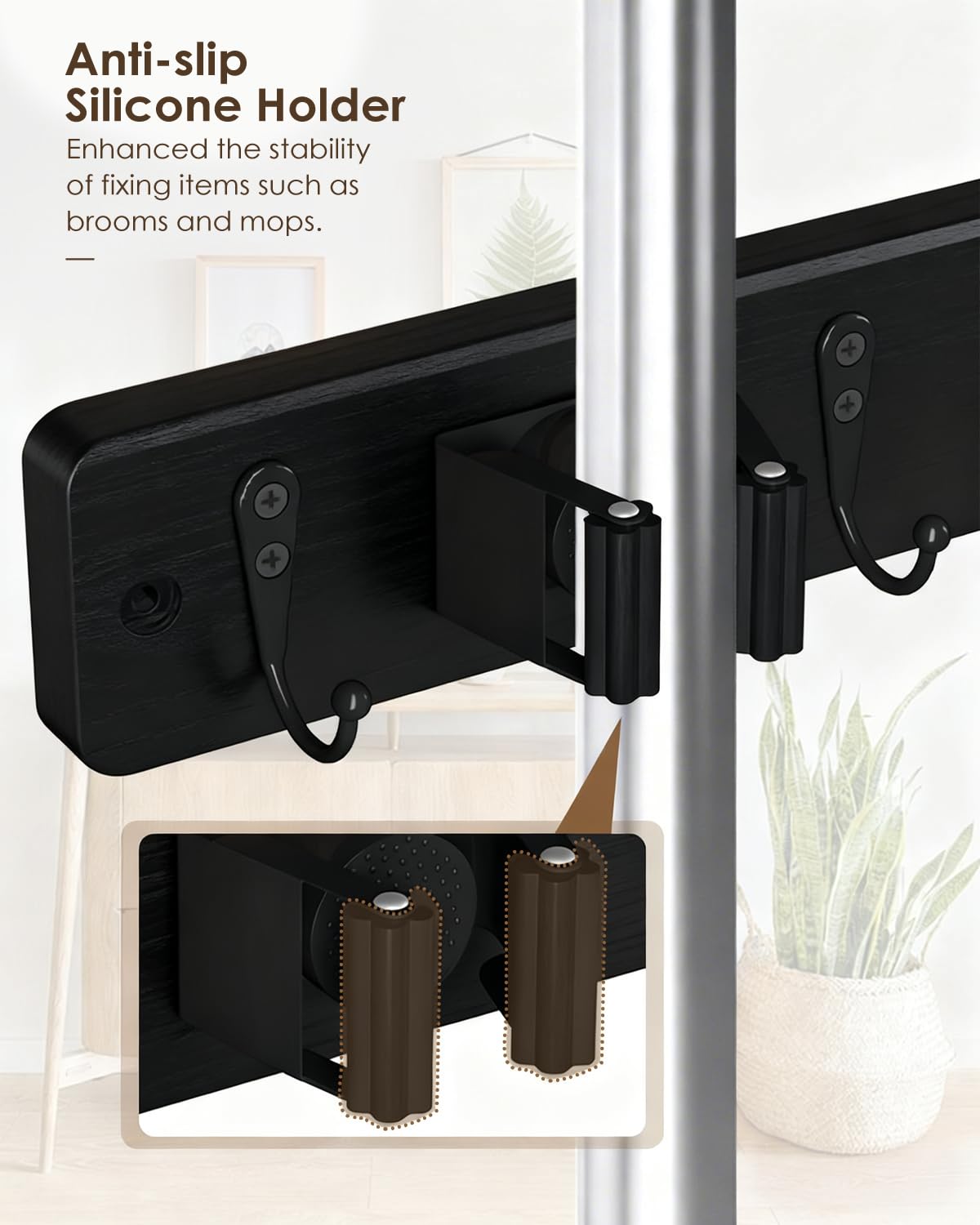Black Broom Holder Wall Mount