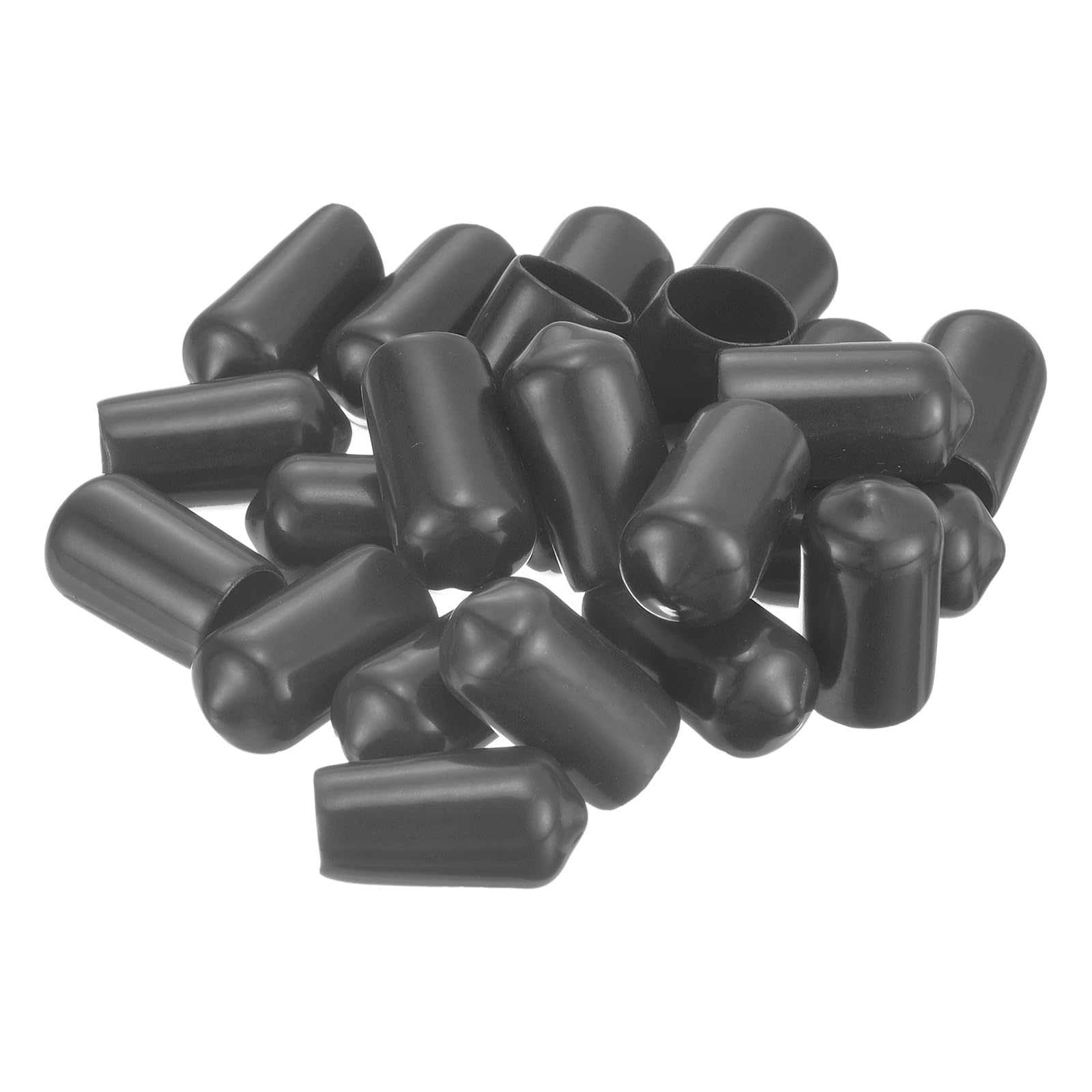 20pcs Rubber End Caps 10.5mm ID Vinyl Round Tube Bolt Cap Cover Thread Protectors Dark Grey