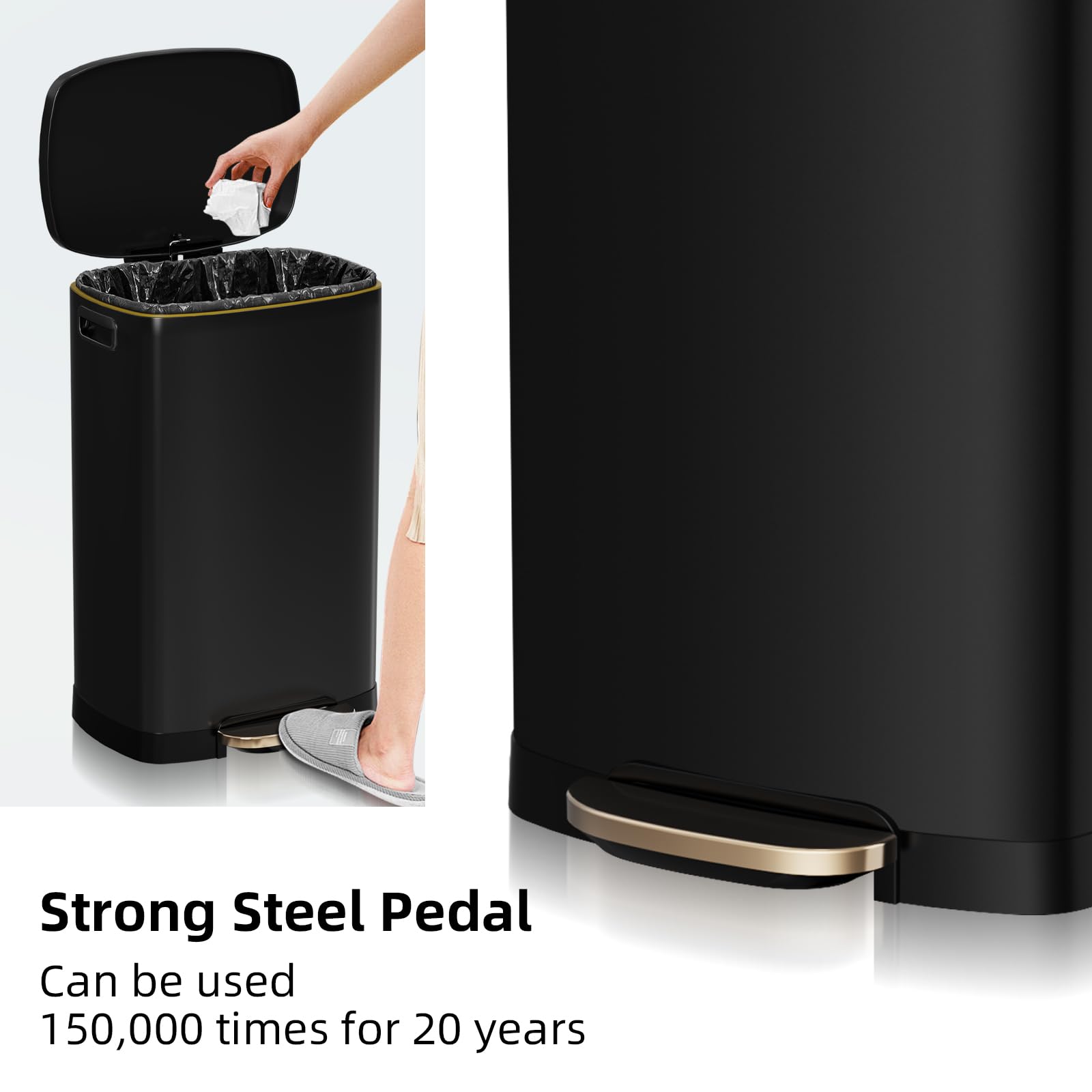 13 Gallon Trash Can with Lid (40 Count)