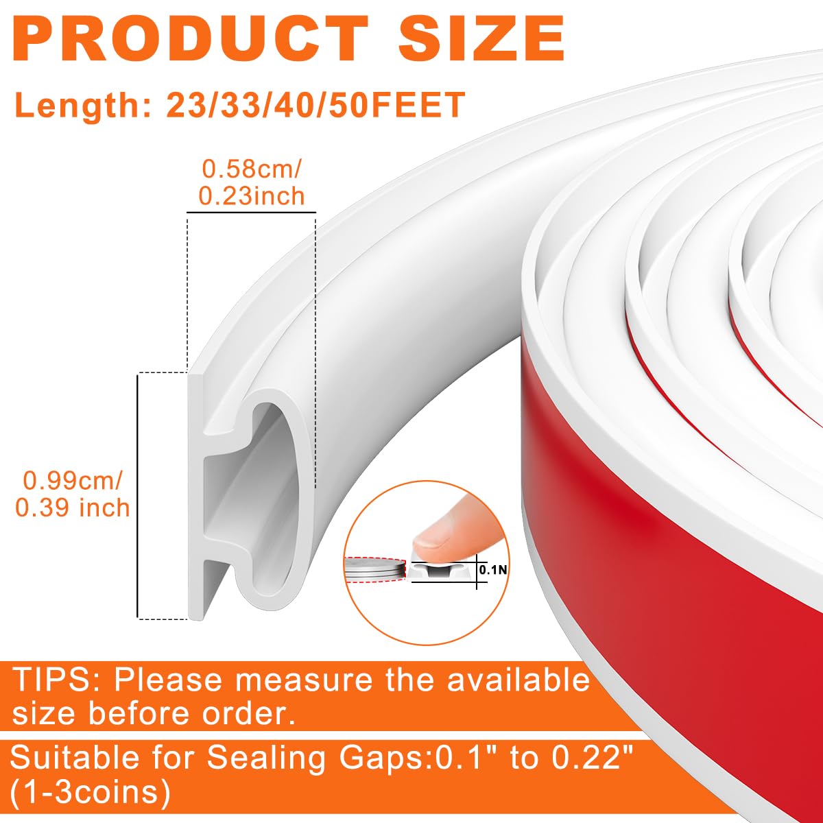 White Rubber Weather Stripping Door Seal Strip (50 Foot)