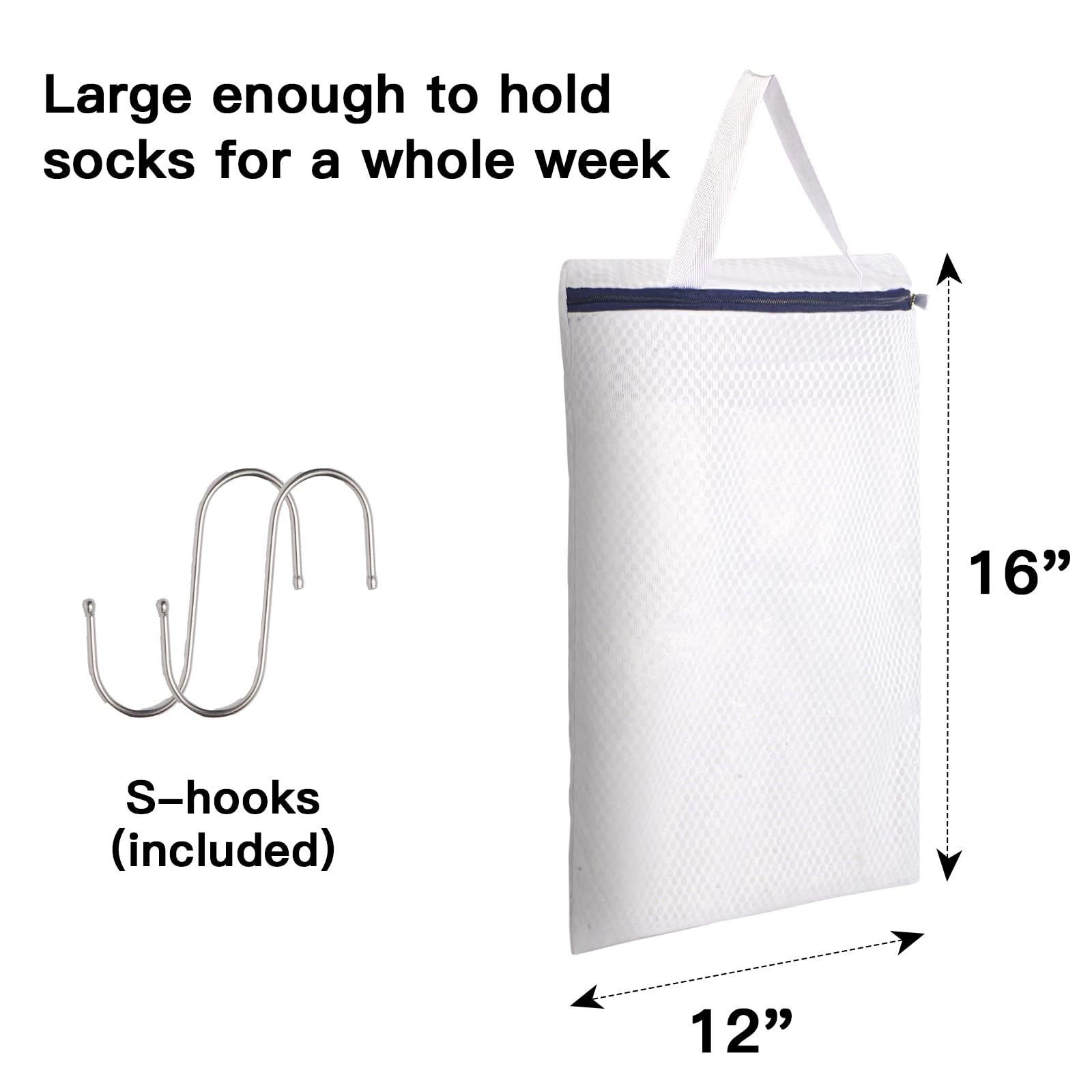 2 Pack Hanging Mesh Laundry Bags with Metal Hooks (2 Count)
