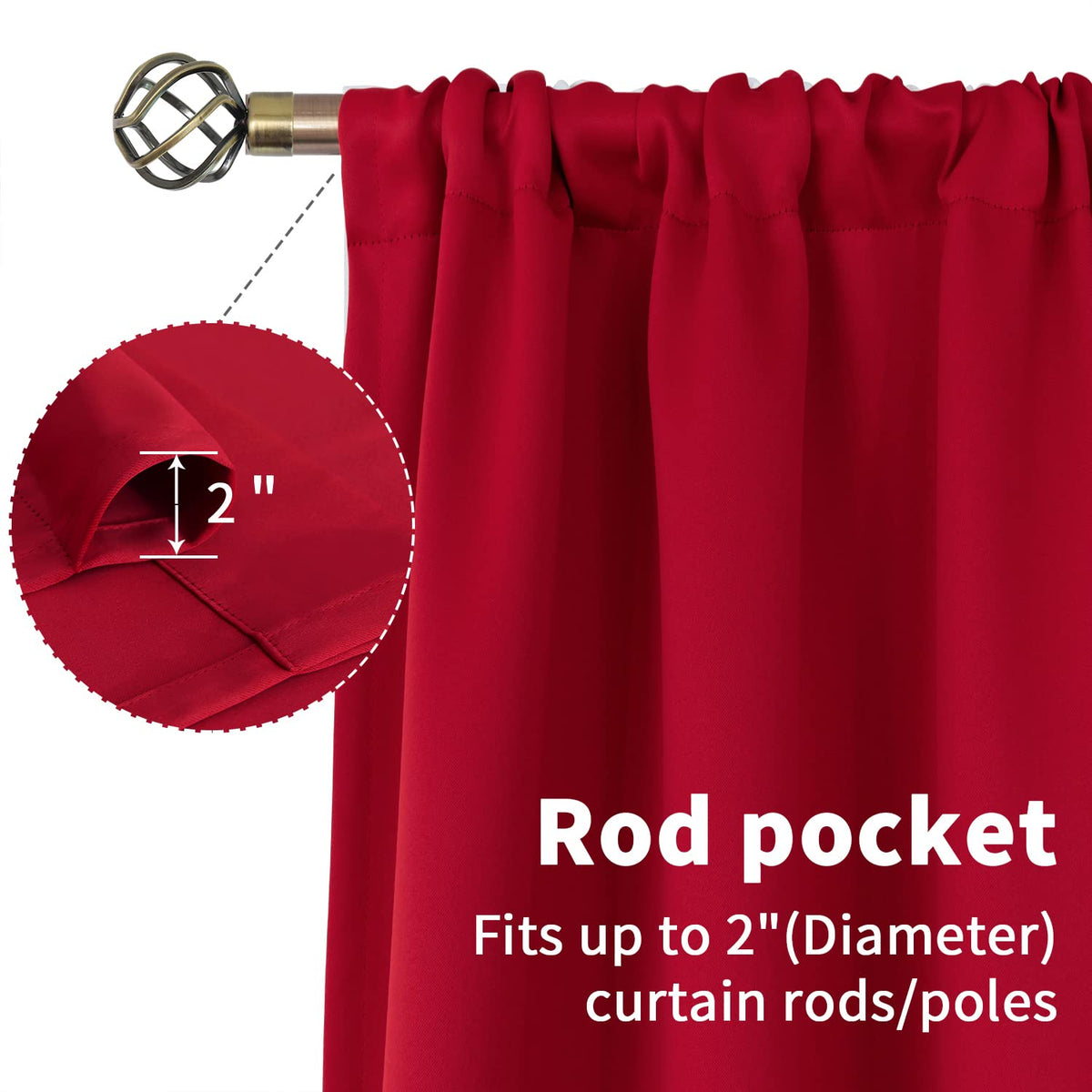 Red Blackout Curtains 40 Inches Length for Short Window (2 Count)