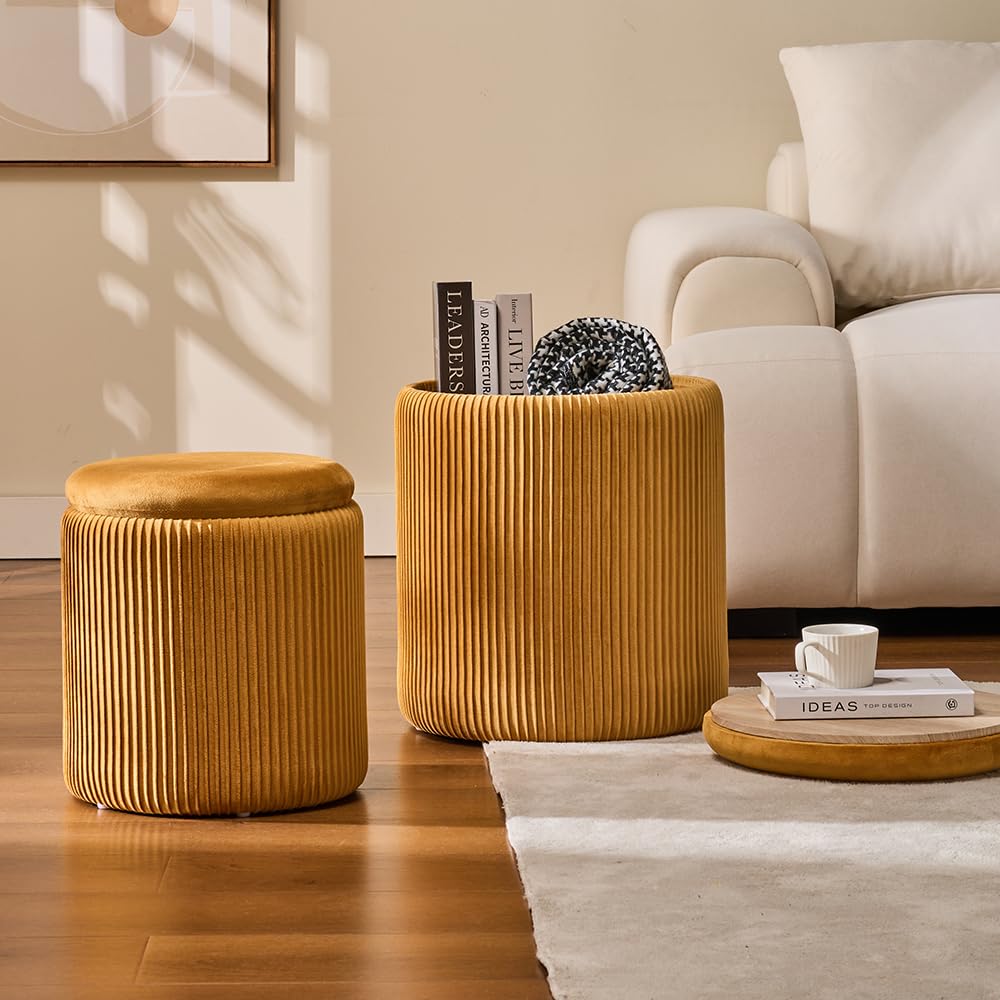 Set of 2 Round Storage Ottoman