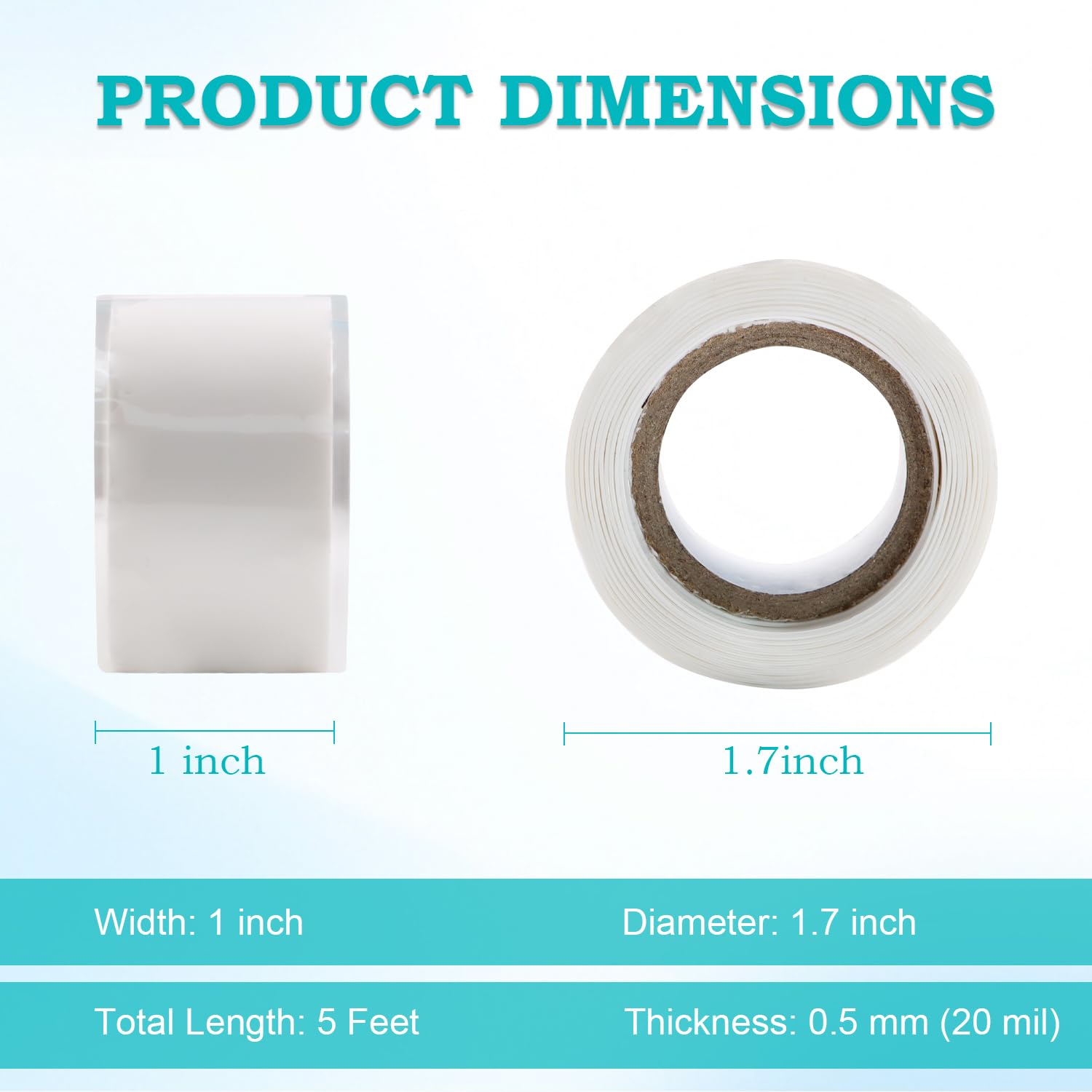 Self Fusing Silicone Tape 2 Rolls 1 in x 5' White Waterproof Rubber Leak Proof Sealing Rubber Self