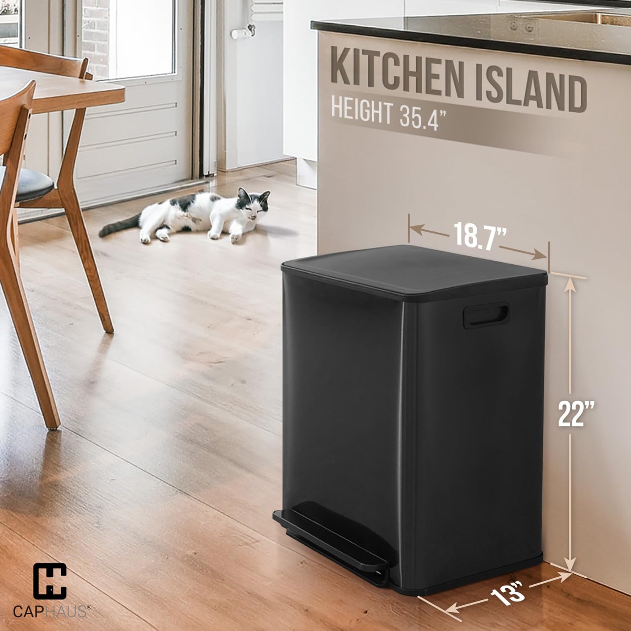 Black Dual Trash Can w (2 Count)